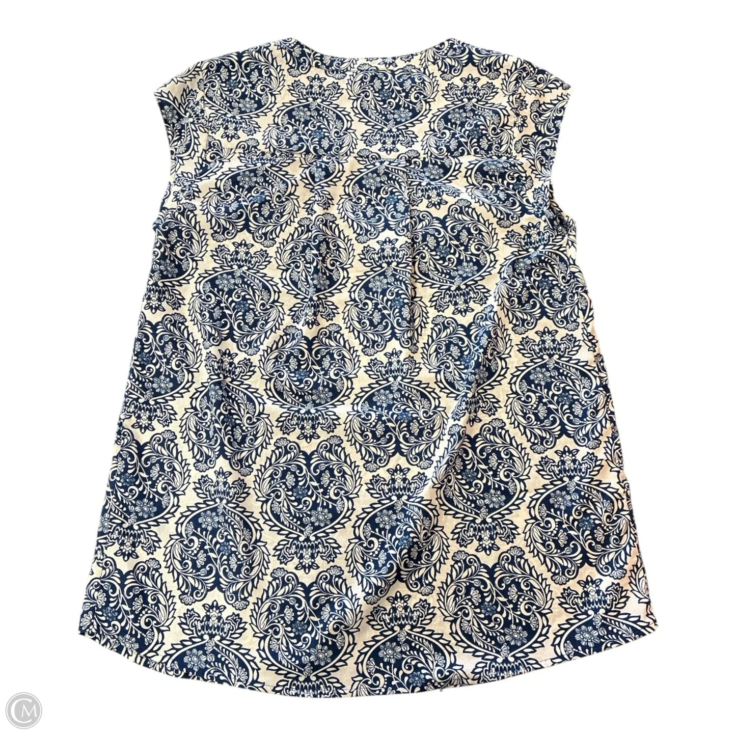 Blouse Sleeveless By Daniel Rainn In Blue & White, Size: S