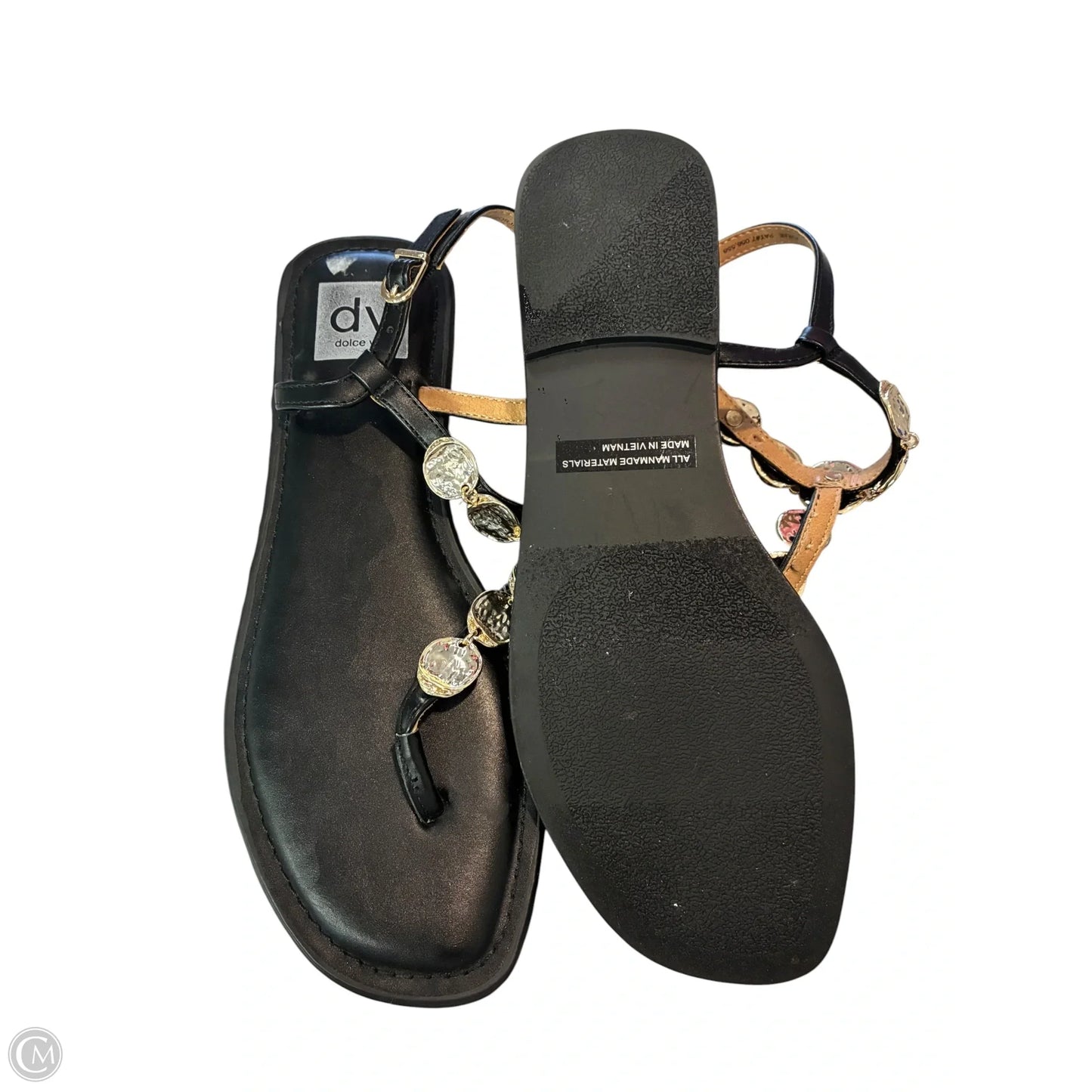 Sandals Flats By Dolce Vita In Black & Gold, Size: 8