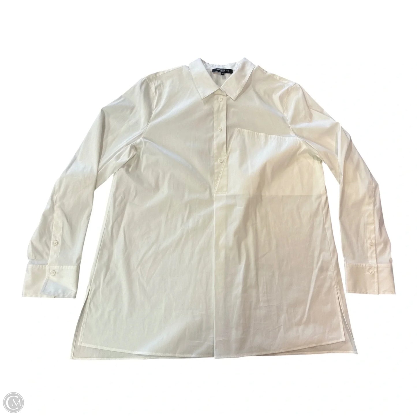 Top Long Sleeve Designer By Lafayette 148 In White, Size: L