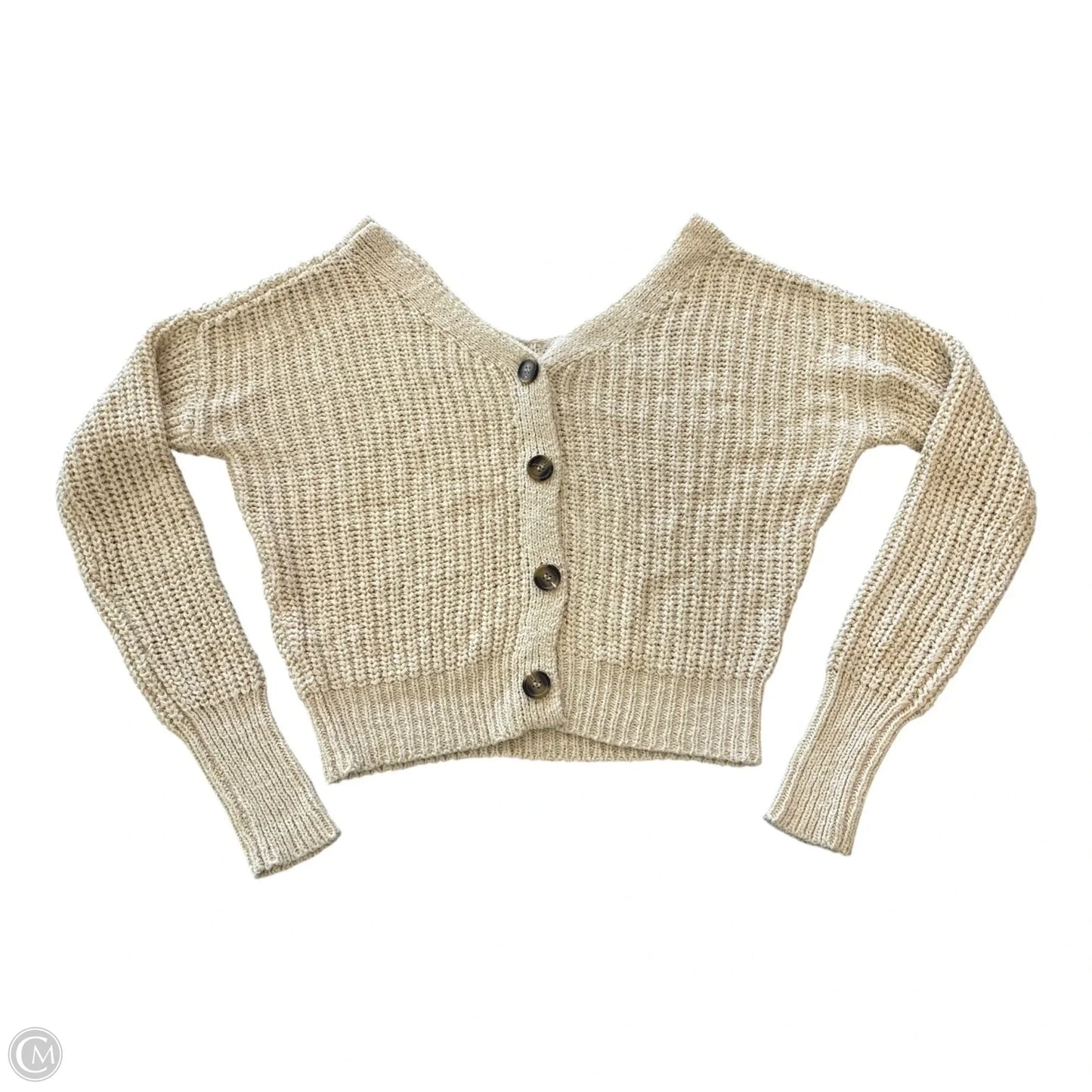 Sweater Cardigan By Moon And Madison In Beige, Size: M