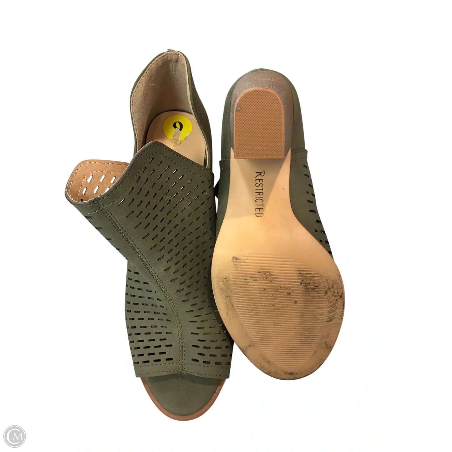Sandals Heels Block By Restricted In Green, Size: 9