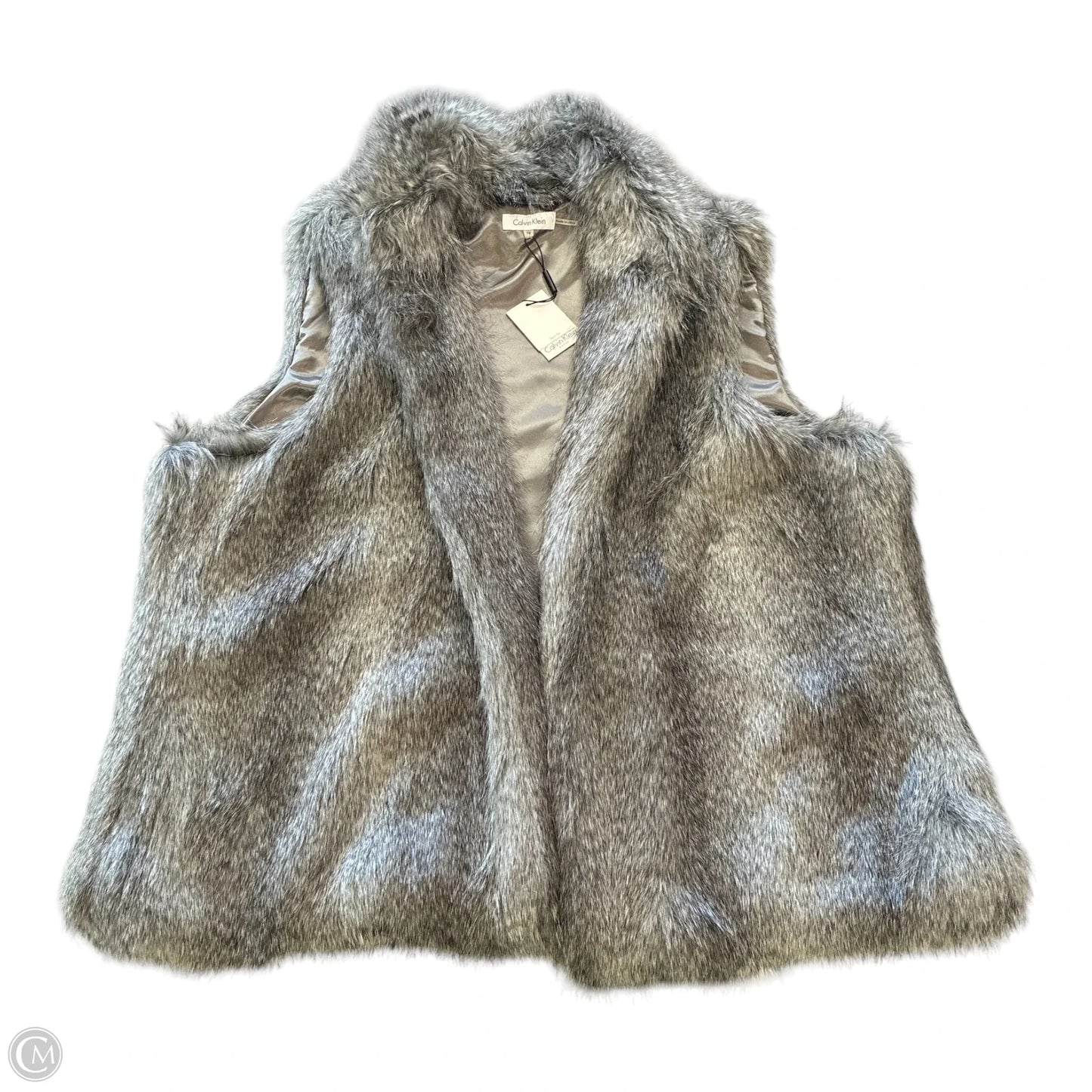 Vest Faux Fur & Sherpa By Calvin Klein In Grey, Size: 3x