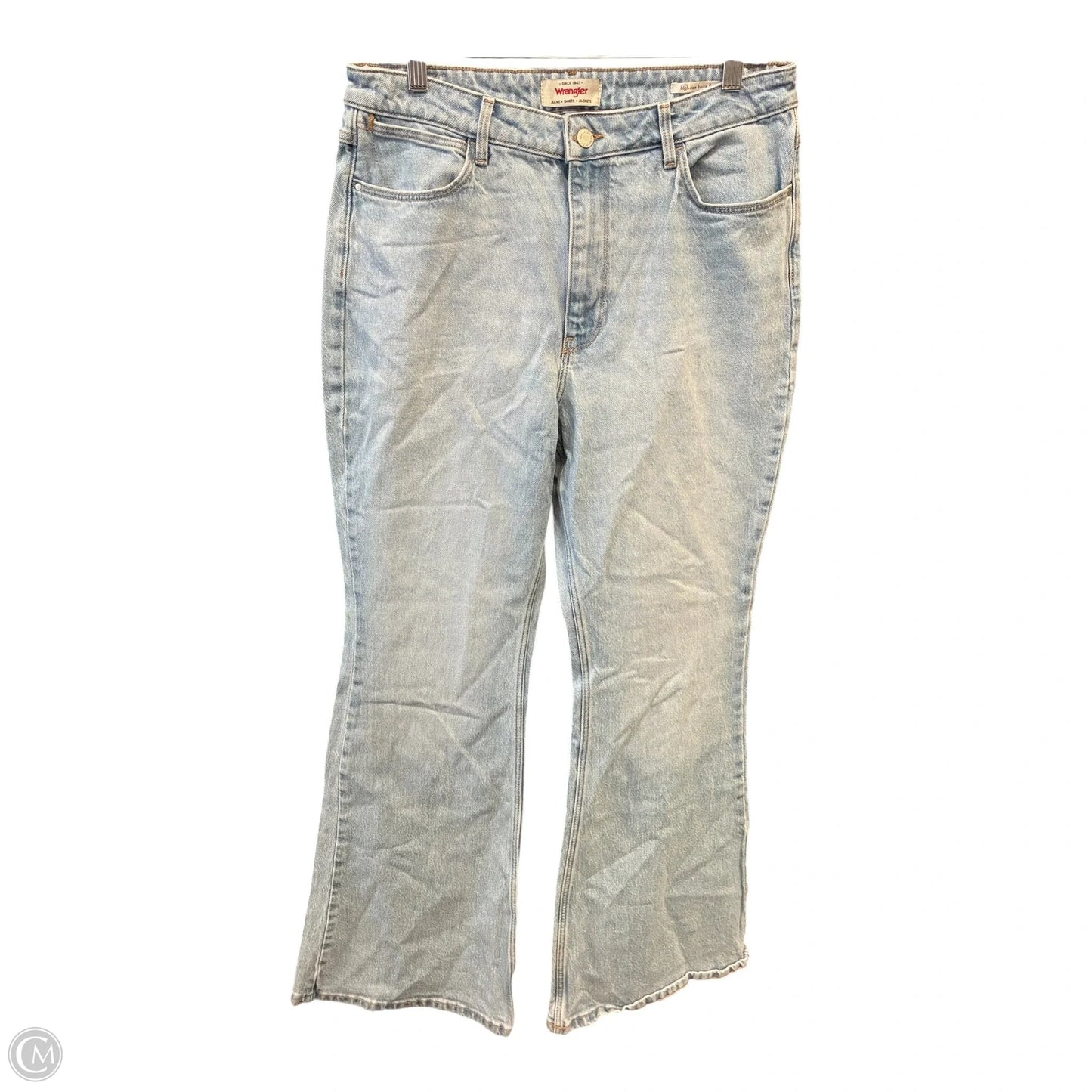 Jeans Flared By Wrangler In Blue Denim, Size: 14