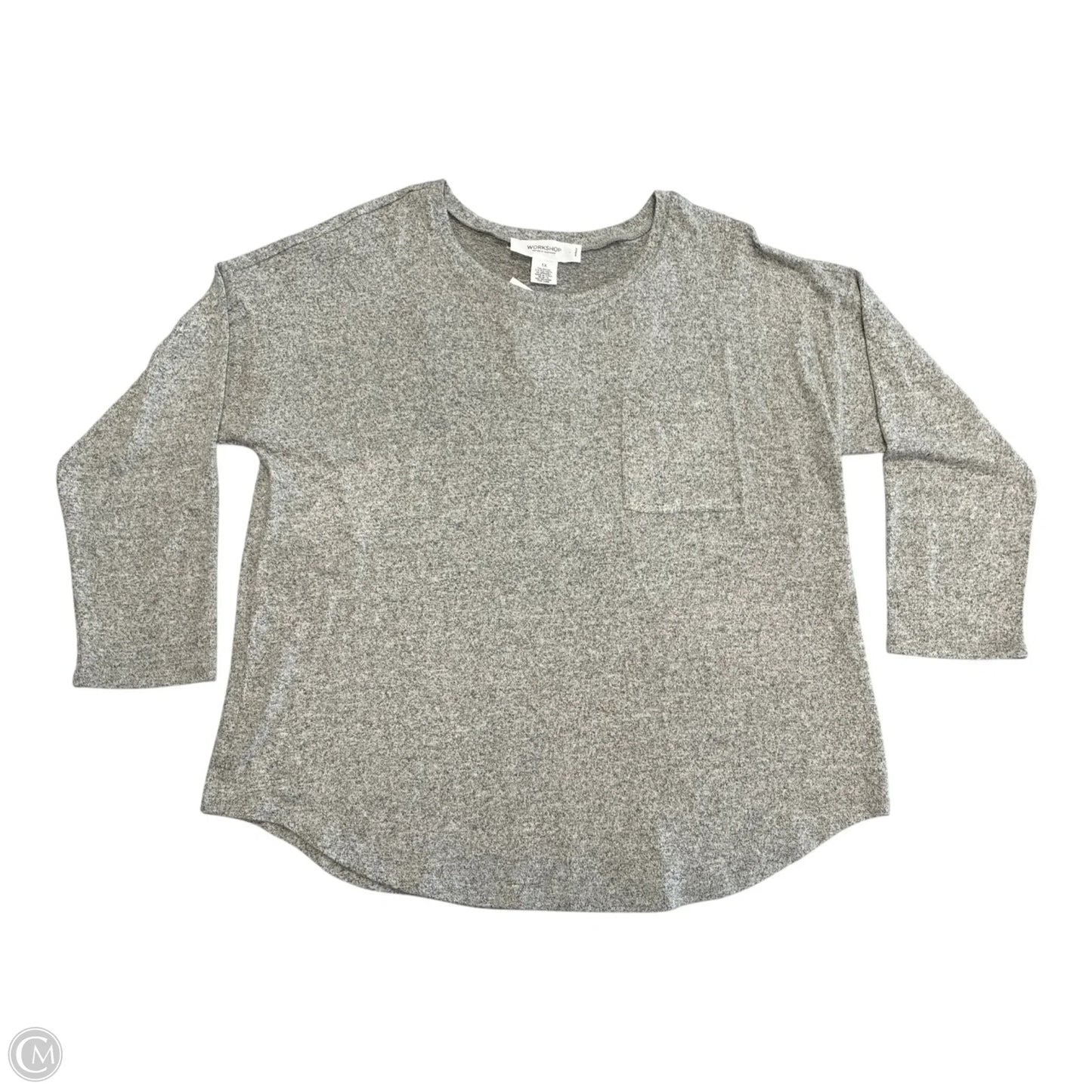 Top Long Sleeve By Workshop In Grey, Size: 1x