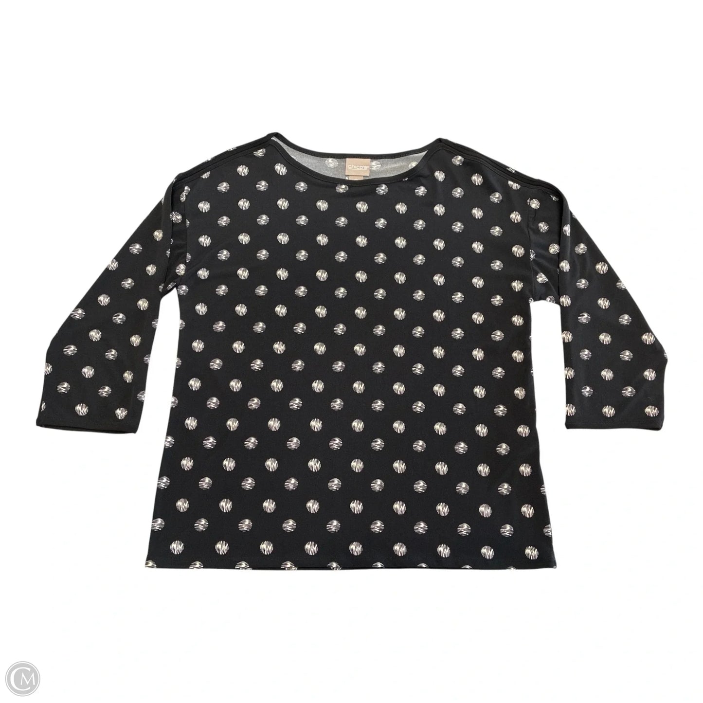Top 3/4 Sleeve By Chicos In Black & Tan, Size: S