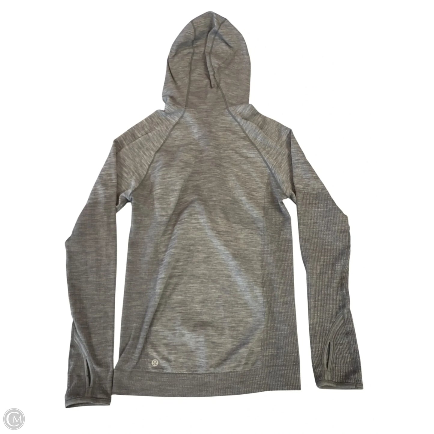 Athletic Top Long Sleeve Hoodie By Lululemon In Grey, Size: M