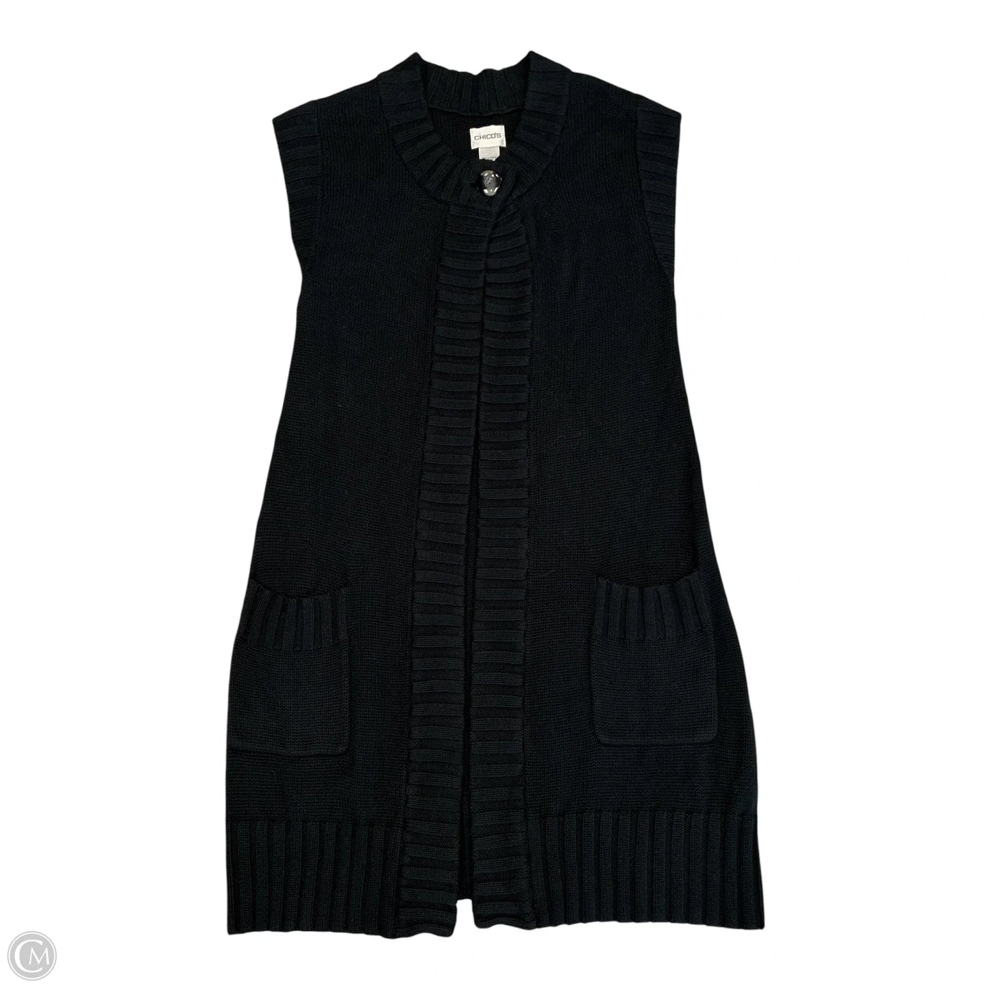 Vest Sweater By Chicos In Black, Size: S