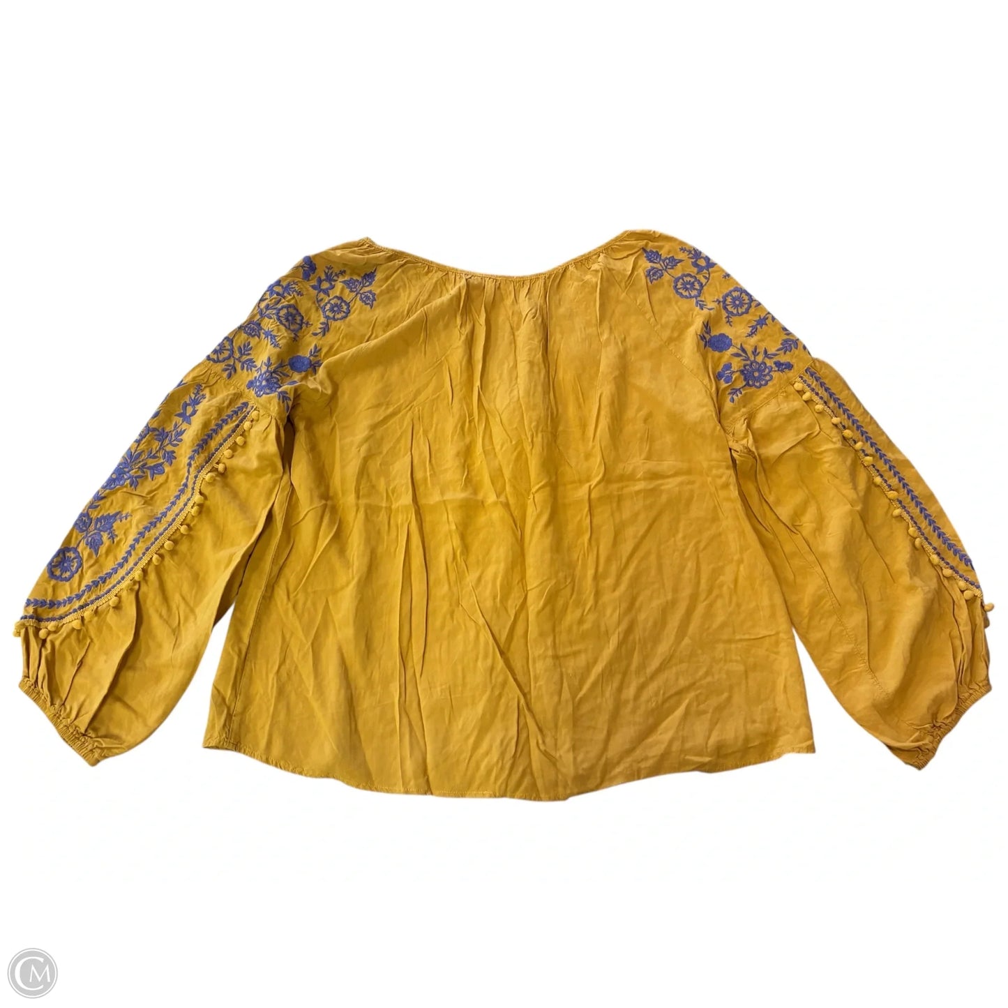 Blouse Long Sleeve By Solitaire In Yellow, Size: Xl