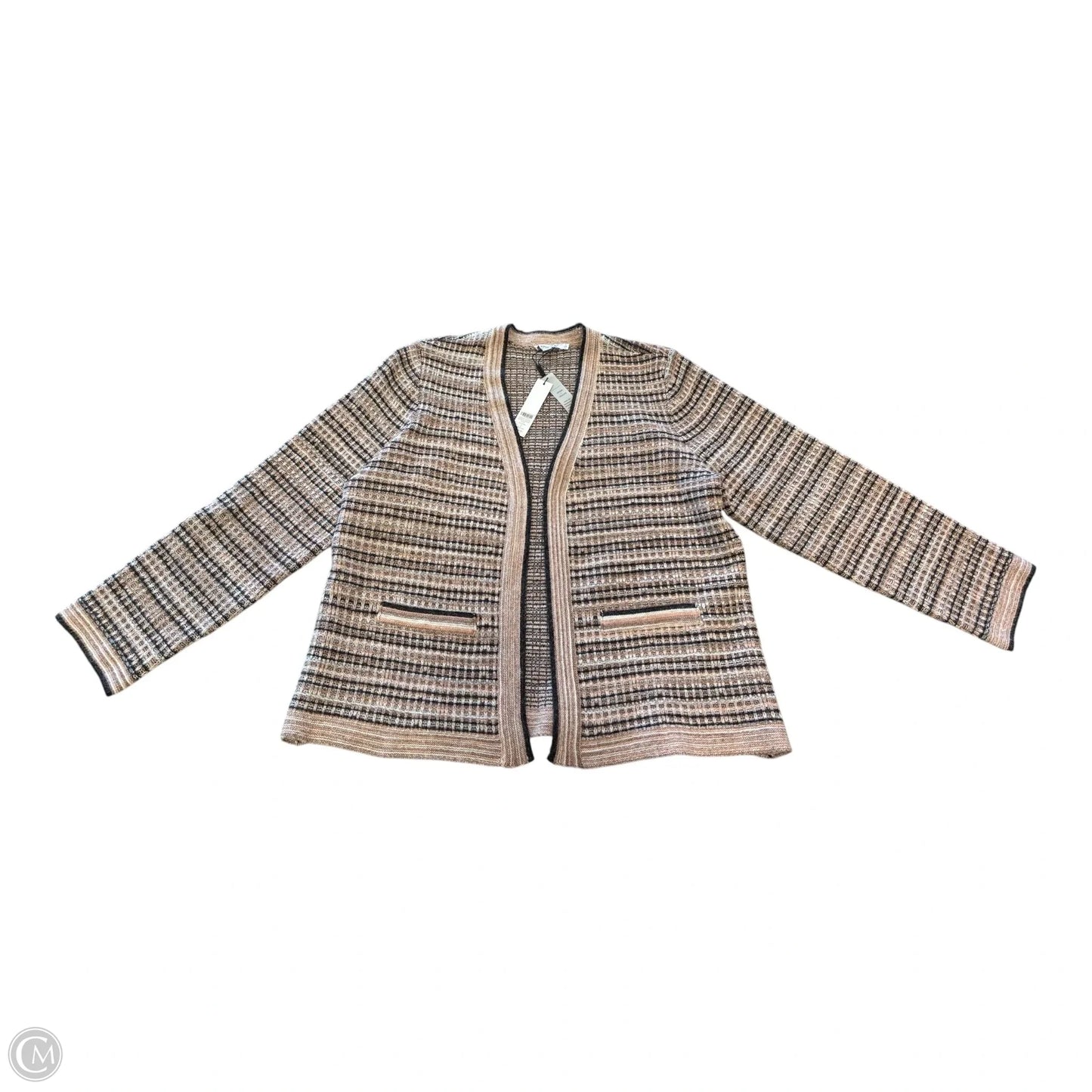 Sweater Cardigan By Chicos In Black & Pink, Size: L