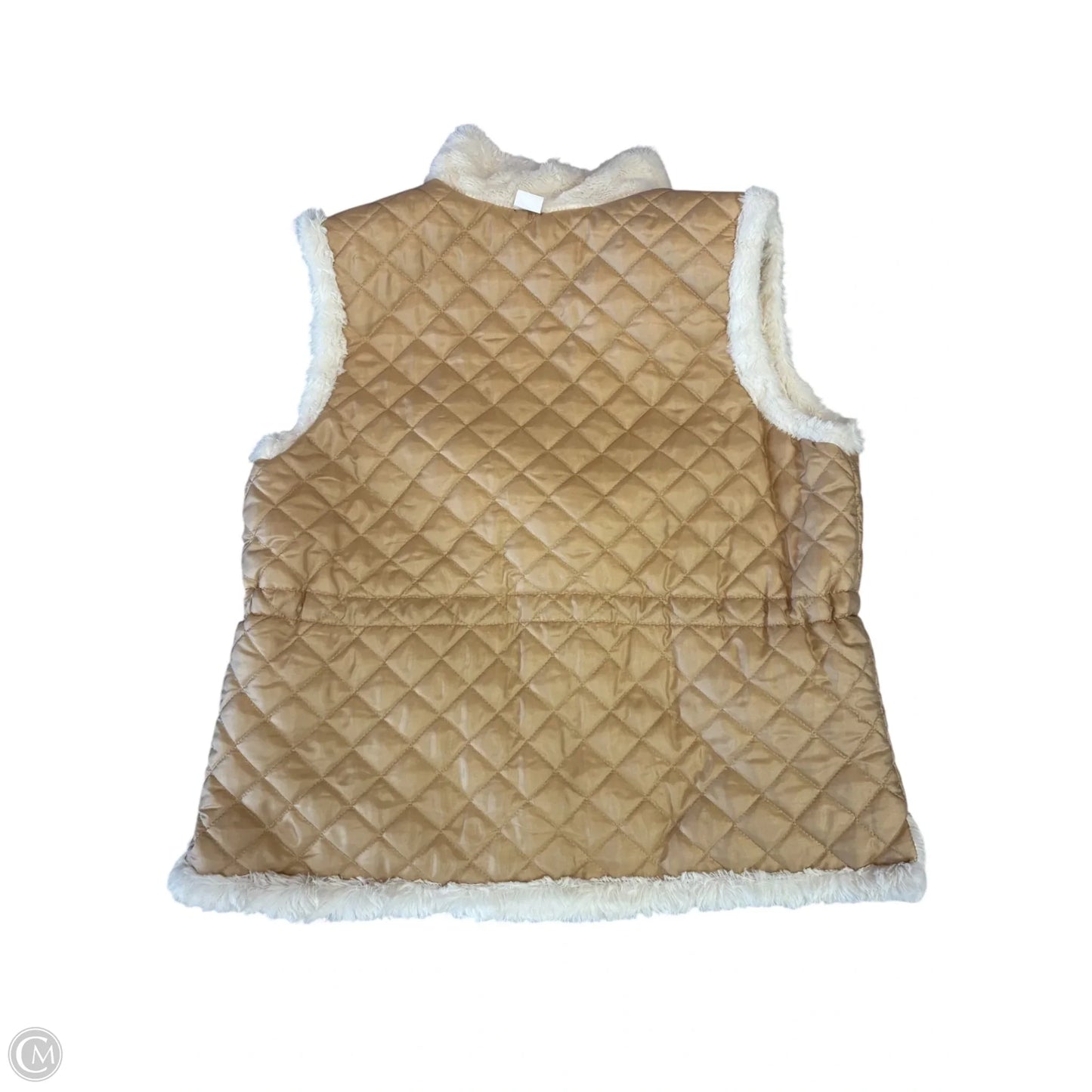 Vest Faux Fur & Sherpa By Clothes Mentor In Tan & White, Size: Xl