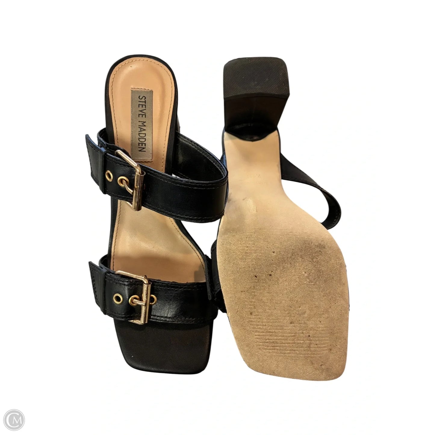 Sandals Heels Block By Steve Madden In Black, Size: 7.5