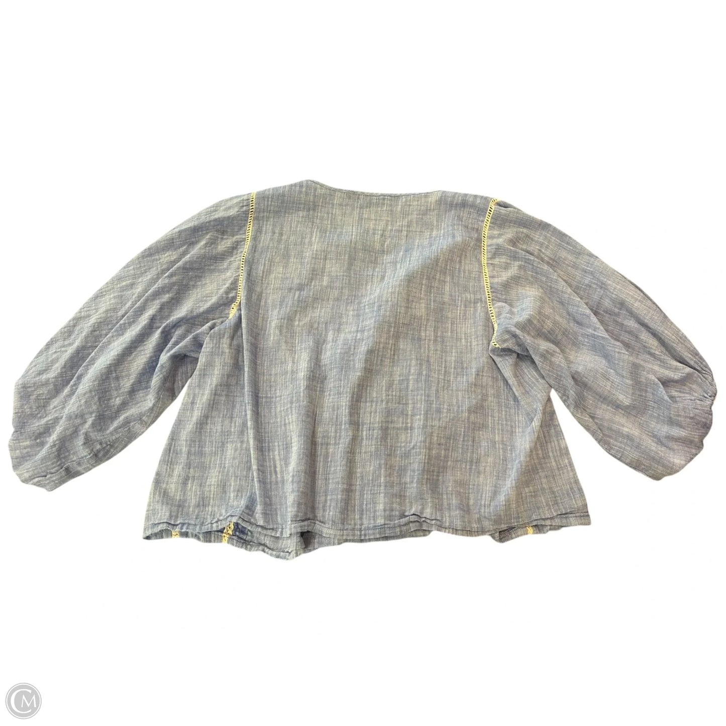 Blouse 3/4 Sleeve By Zara Basic In Blue Denim, Size: M