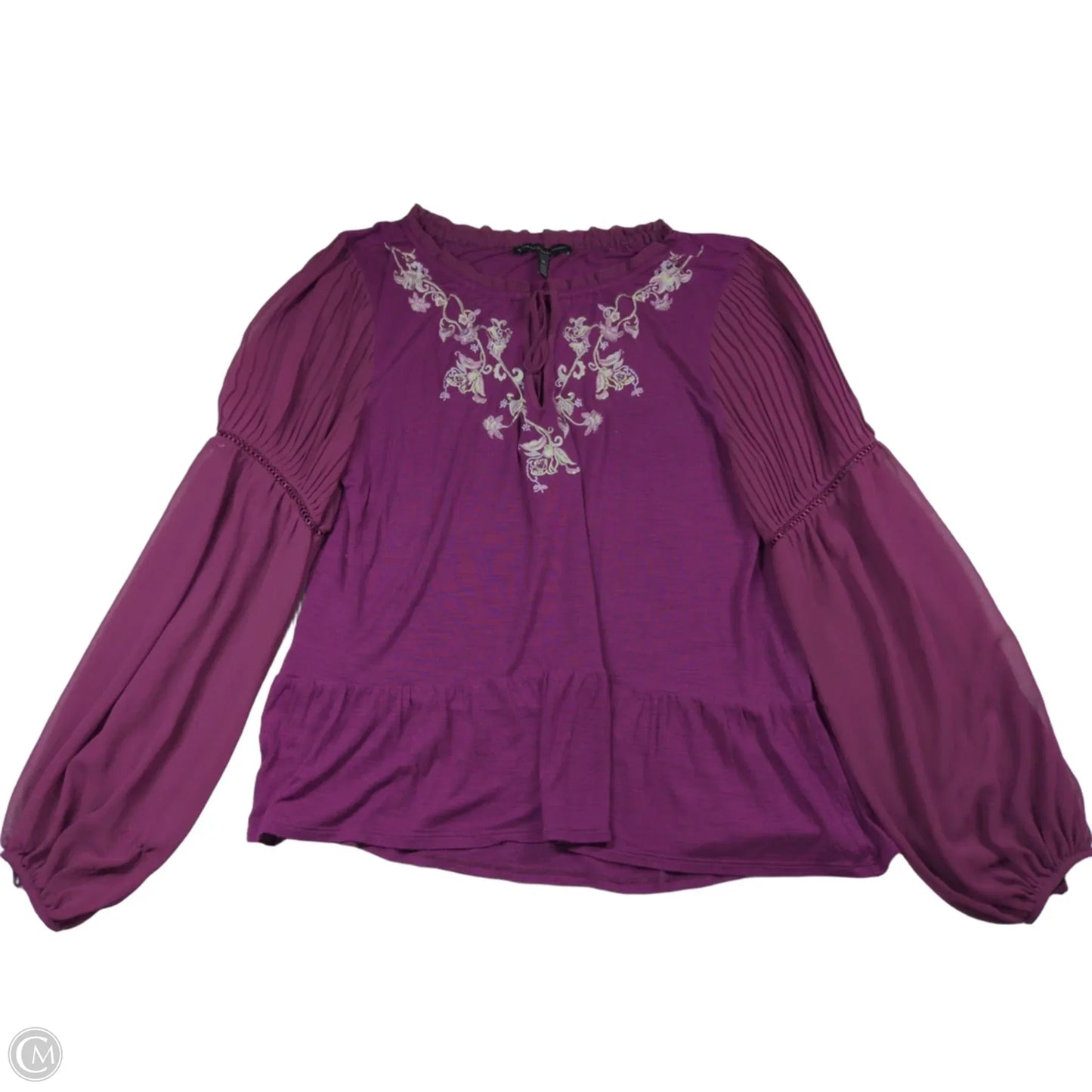 Blouse Long Sleeve By White House Black Market In Purple, Size: Xl