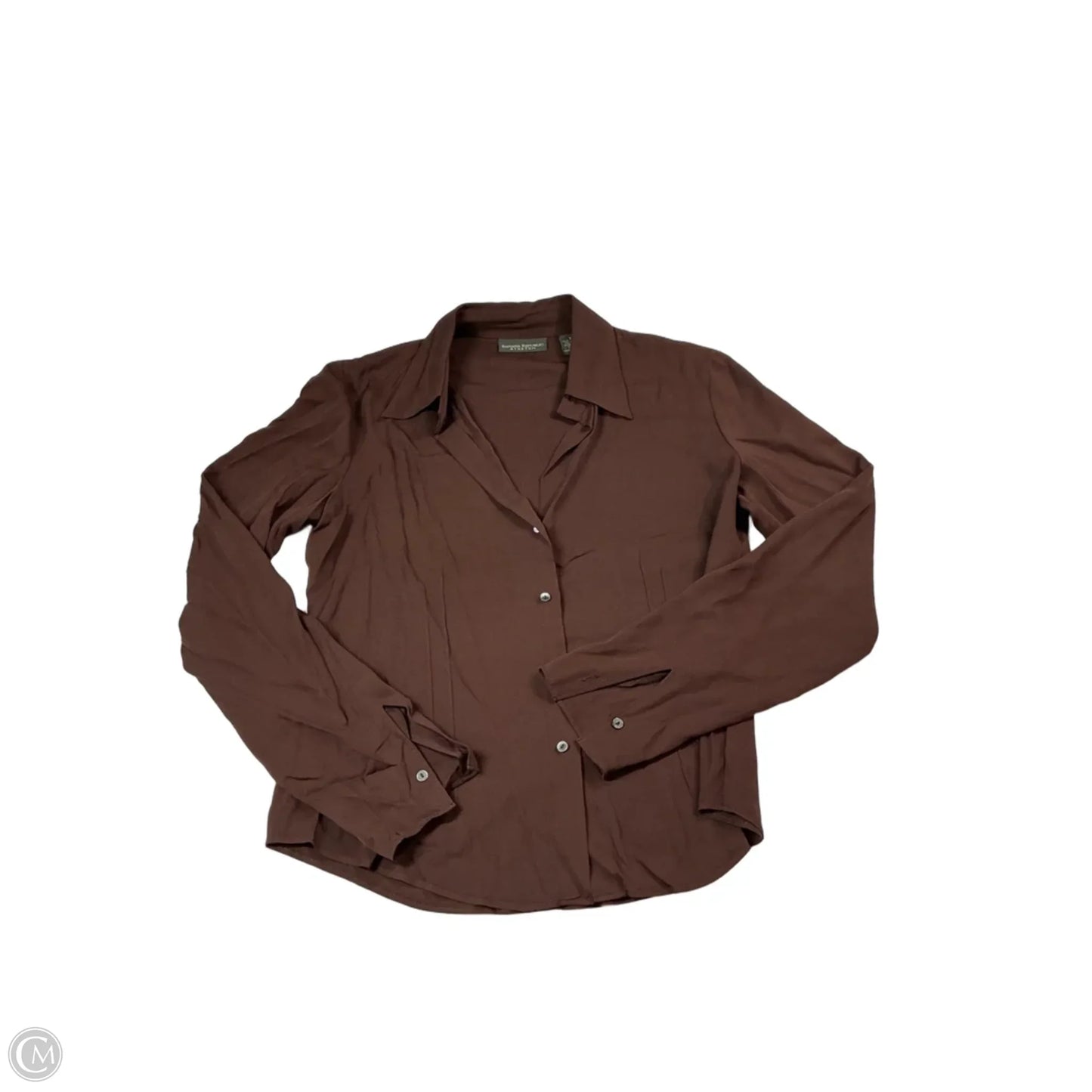 Blouse Long Sleeve By Banana Republic In Brown, Size: Xs