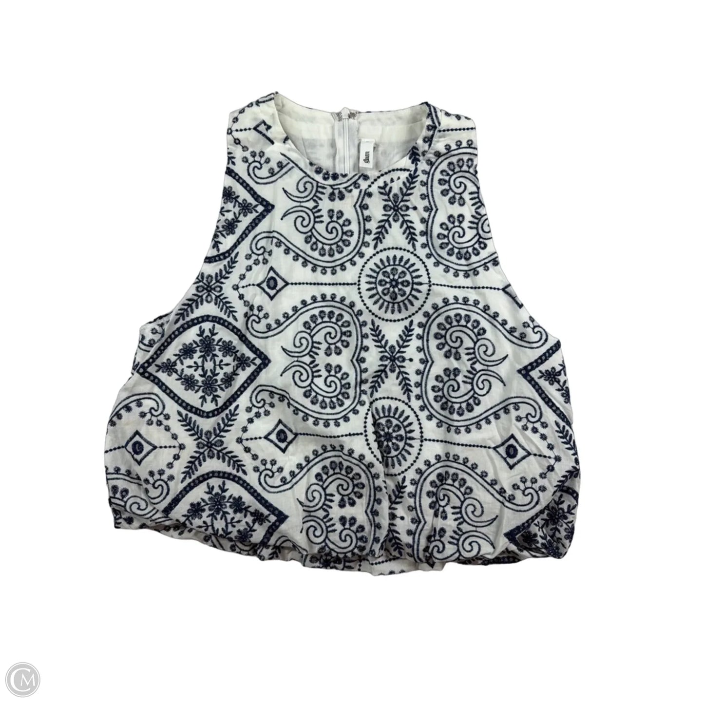 Top Sleeveless By Glam In Blue & White, Size: M
