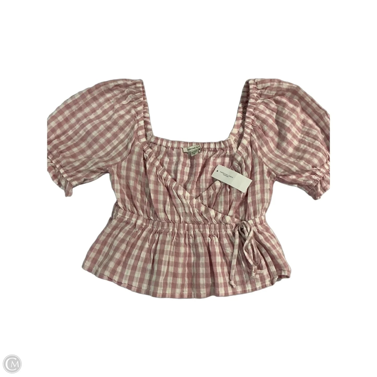 Top Short Sleeve By American Eagle In Pink & White, Size: Xs