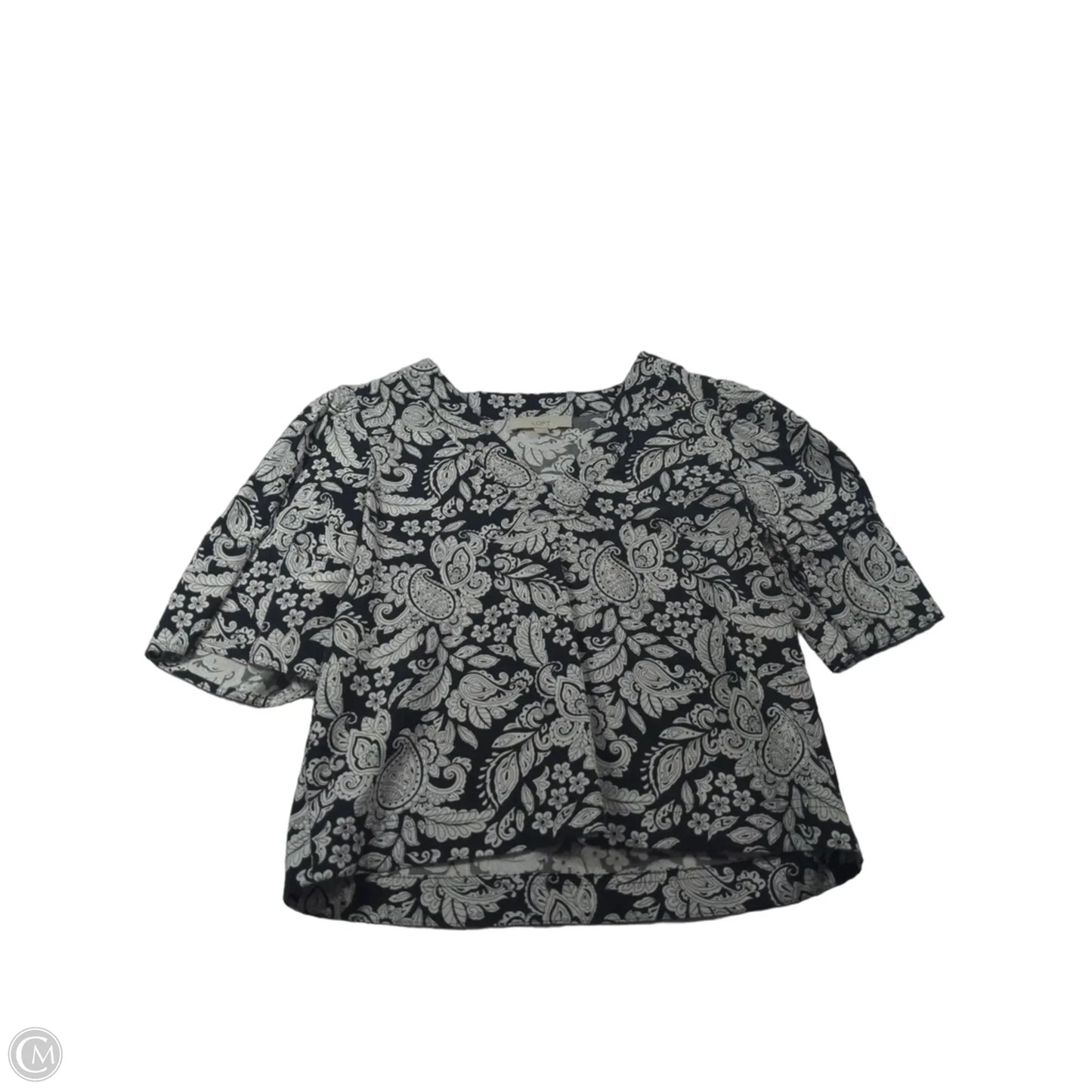 Top Short Sleeve By Loft In Black & White, Size: Xs