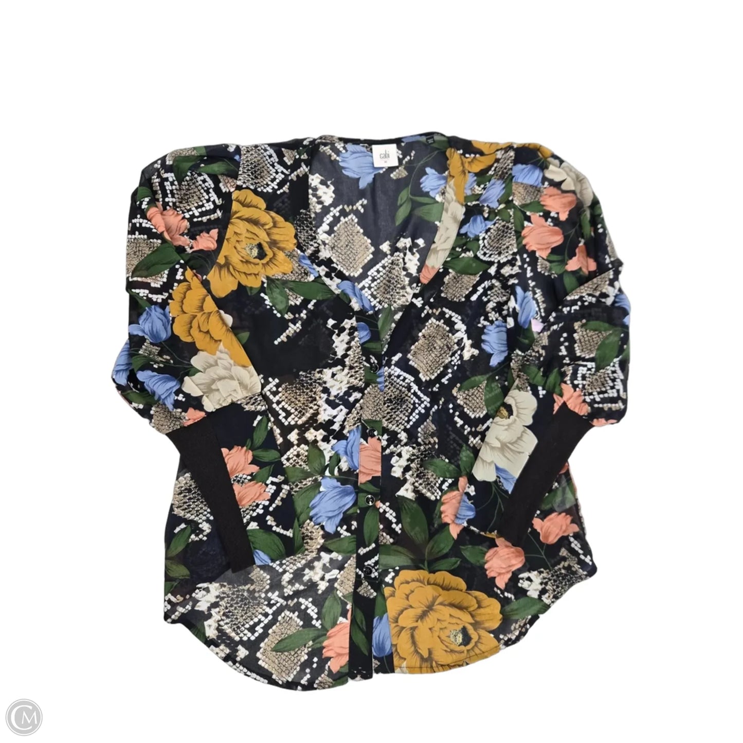 Top Long Sleeve By Cabi In Floral Print, Size: M