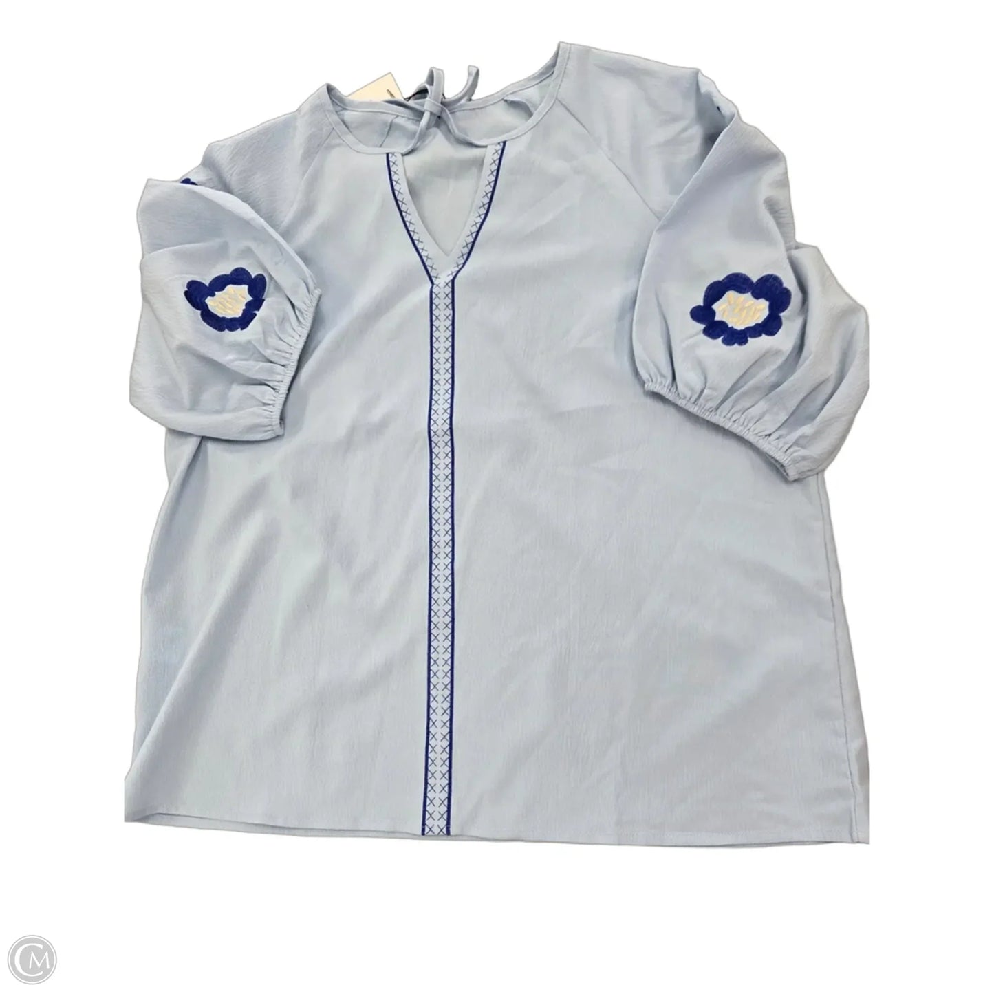 Top Short Sleeve By Cme In Blue, Size: S
