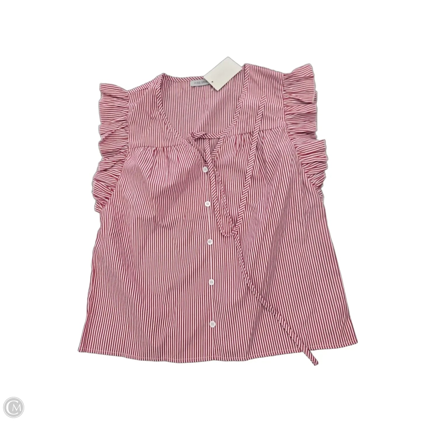 Top Short Sleeve By Miss Sparkling In Red & White, Size: Xl