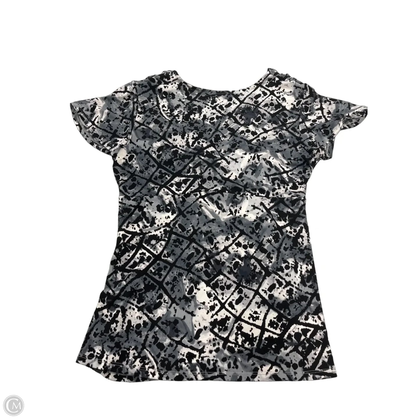 Top Short Sleeve By Daisy Fuentes In Black & Grey, Size: L