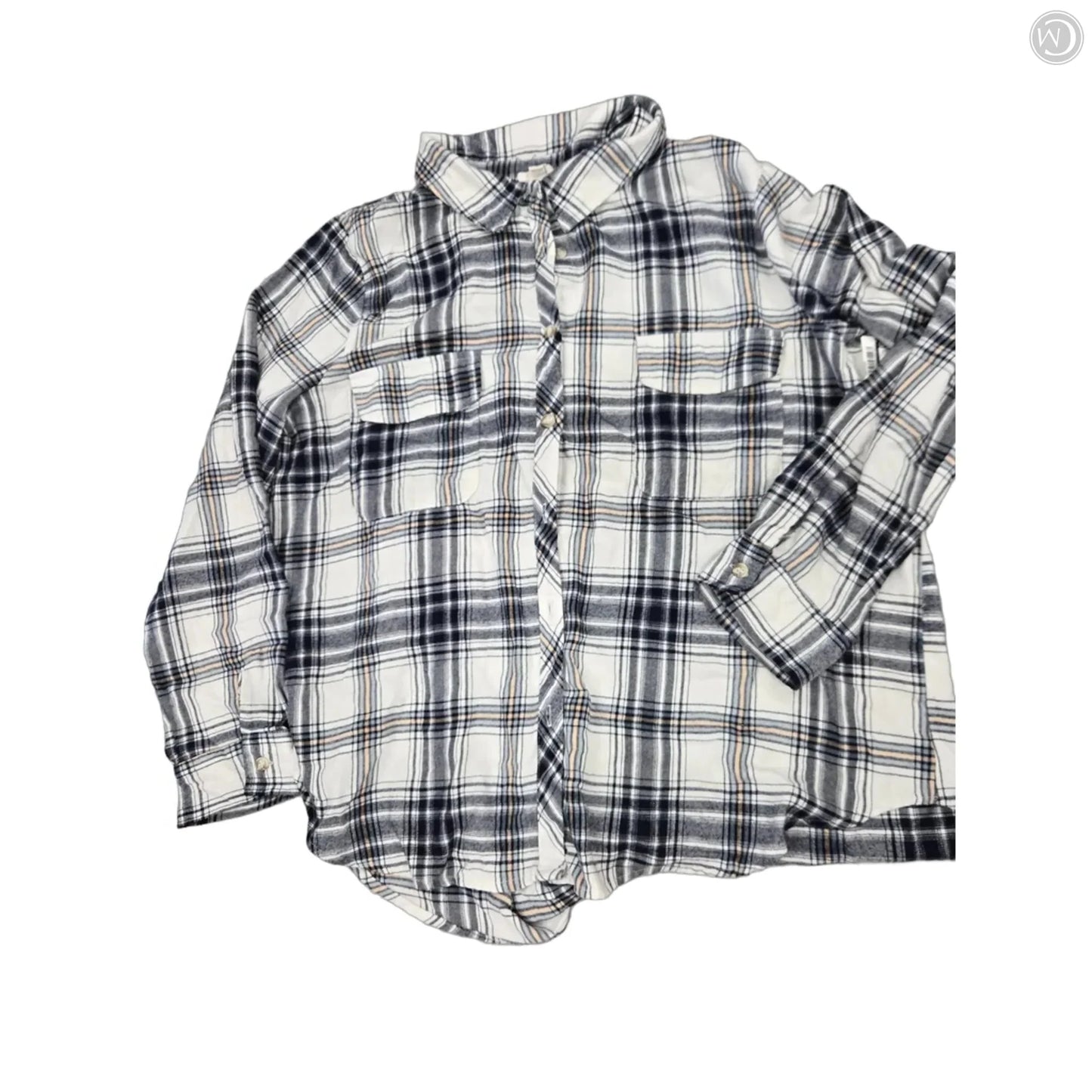Top Long Sleeve By Blu Pepper In Plaid Pattern, Size: 2x