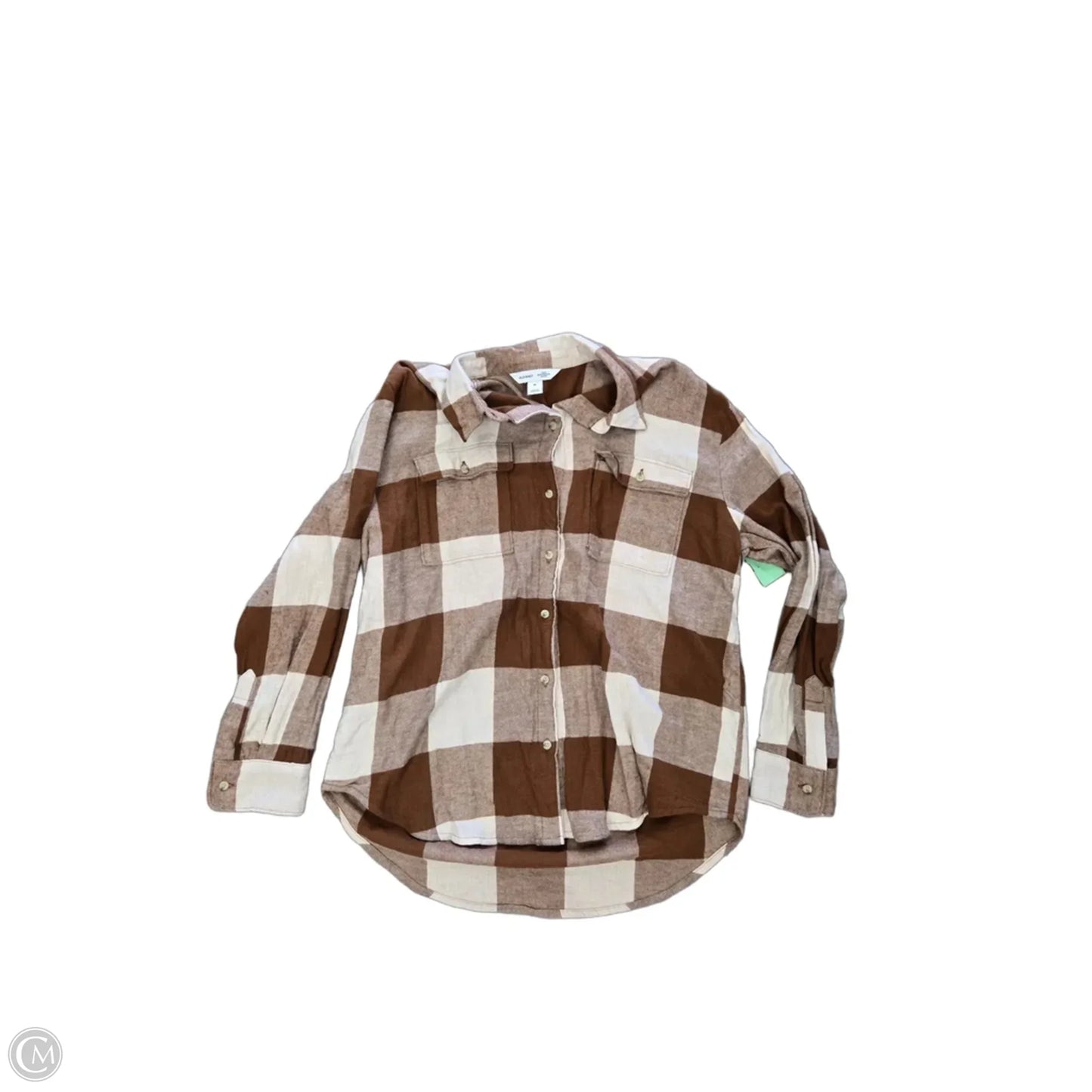 Top Long Sleeve By Old Navy In Brown & Cream, Size: M