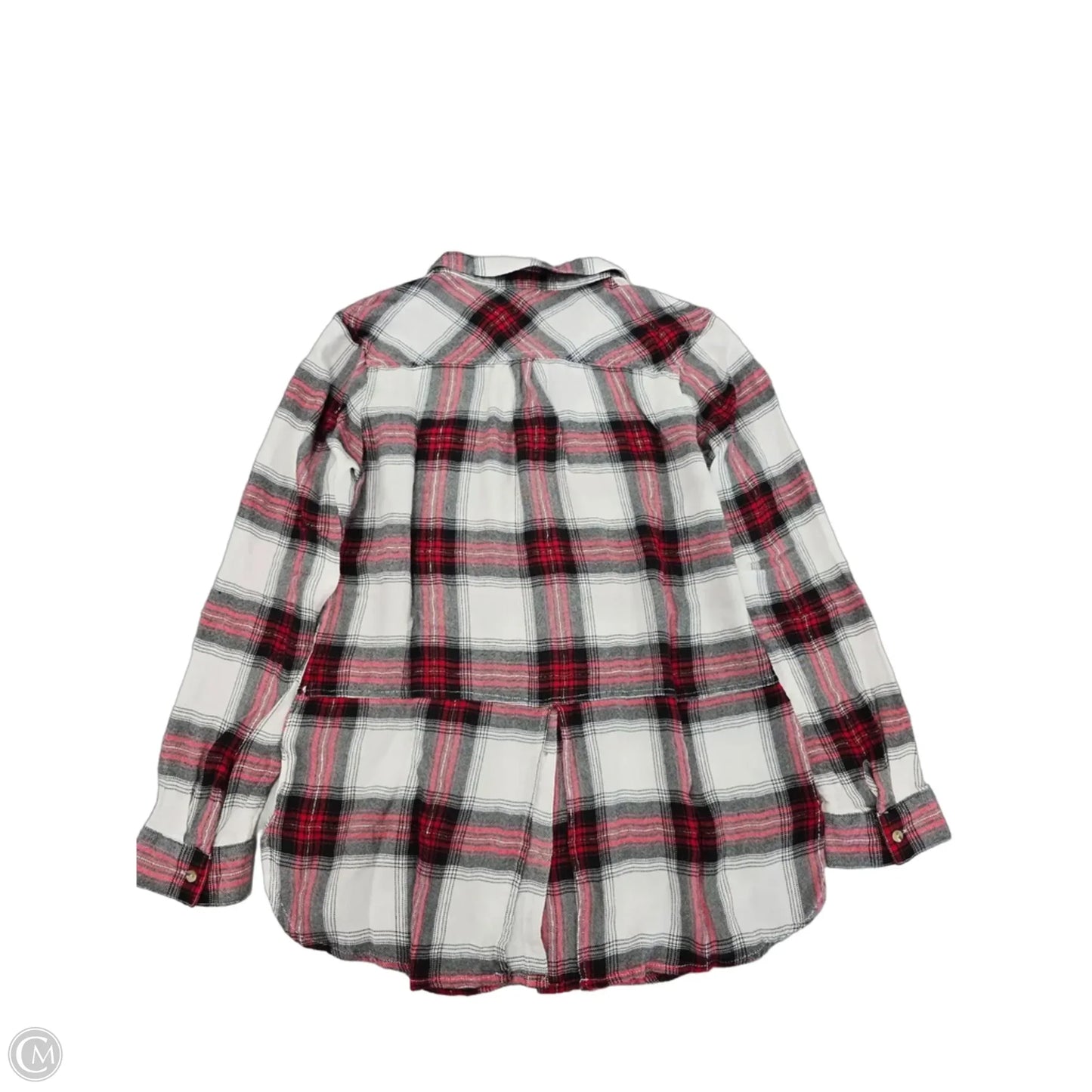 Top Long Sleeve By Maurices In Plaid Pattern, Size: L