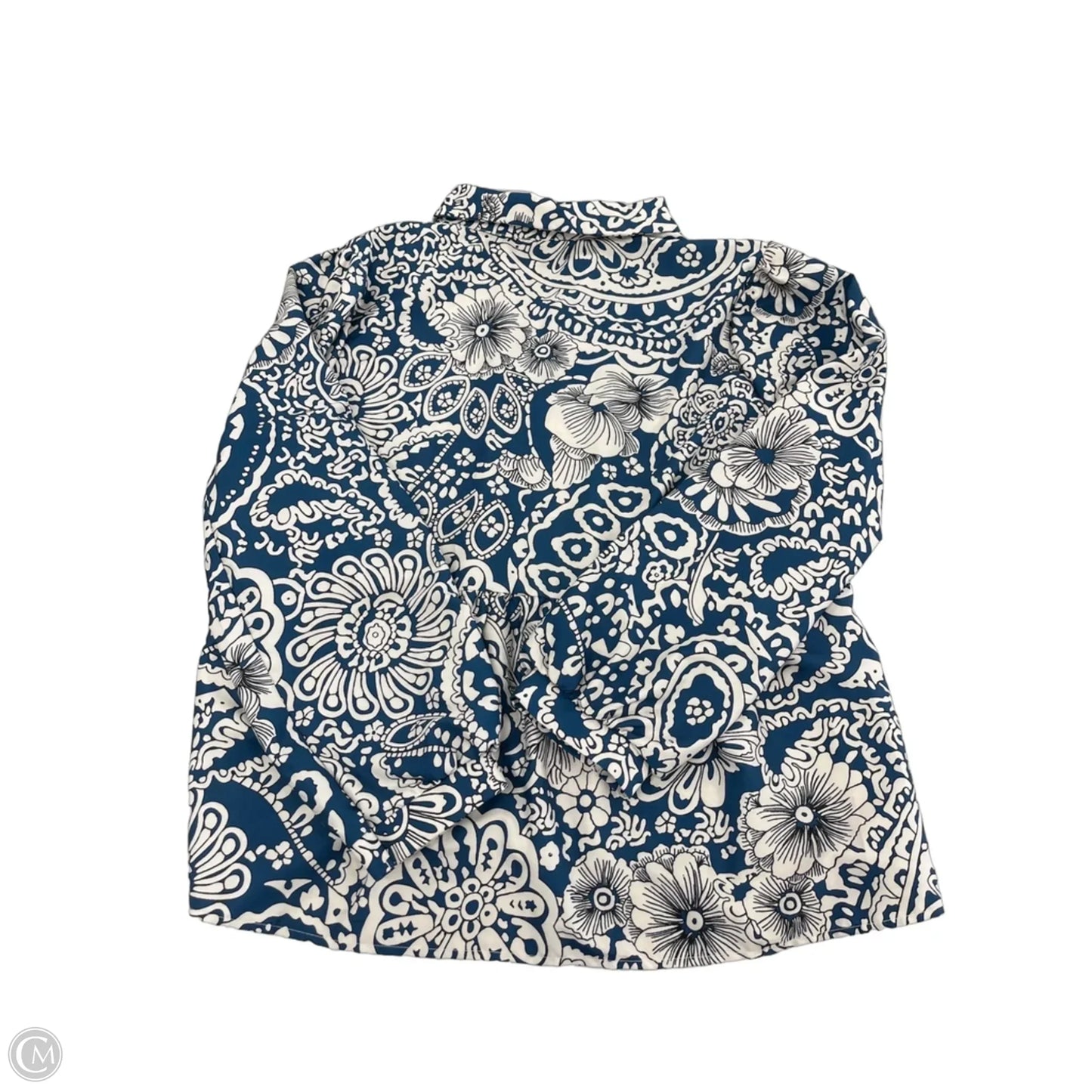 Top Long Sleeve By Cmf In Blue & White, Size: Xl