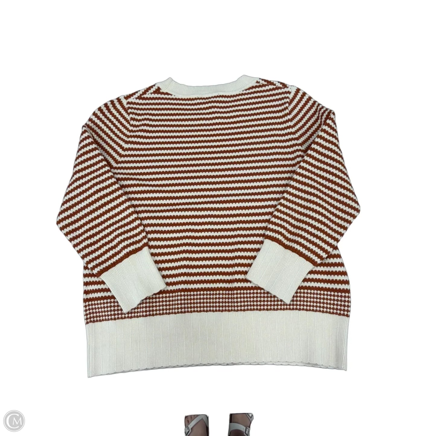 Top Long Sleeve By Adrianna Papell In Cream & Orange, Size: S