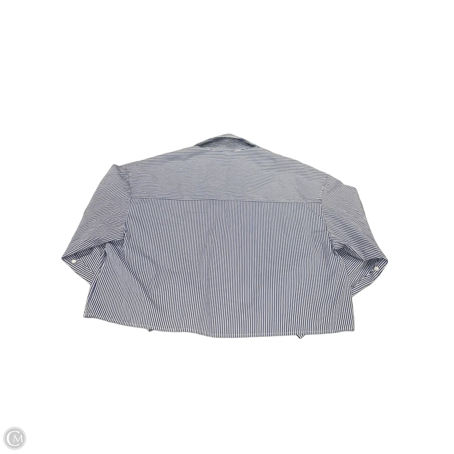 Top Long Sleeve By Madewell In Blue & White, Size: M