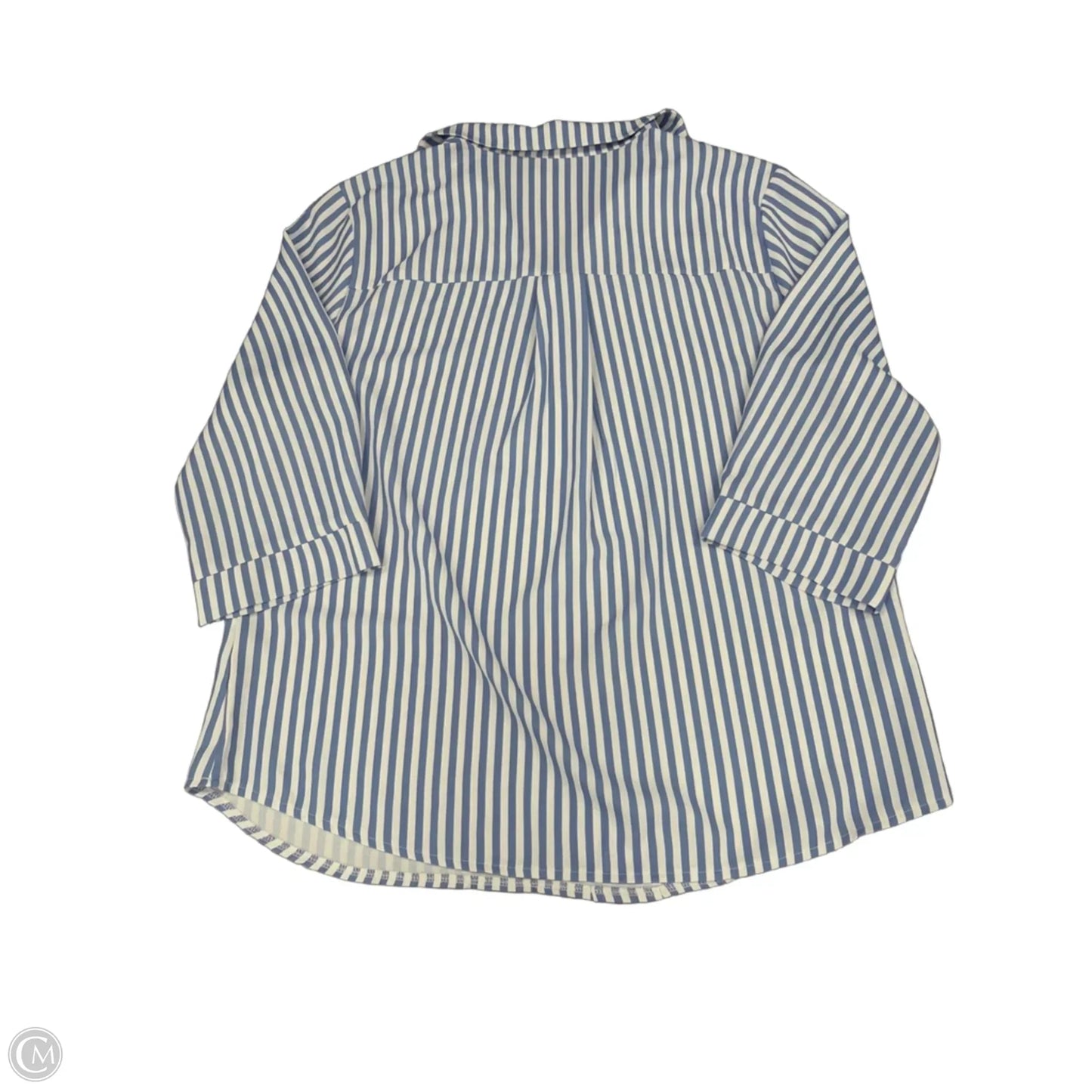Top 3/4 Sleeve By Wiholl In Blue & White, Size: L