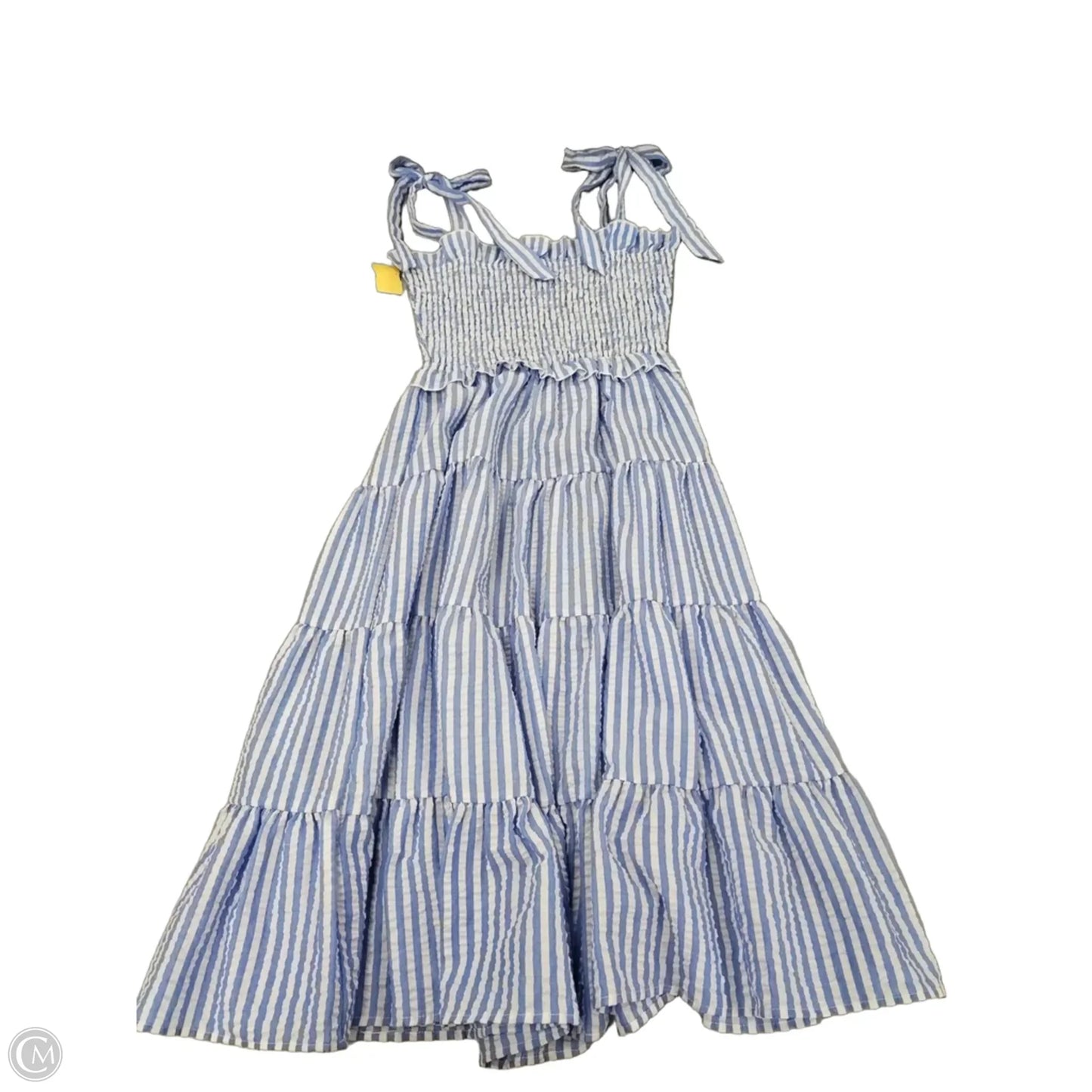 Dress Casual Midi By Cmf In Blue & White, Size: S