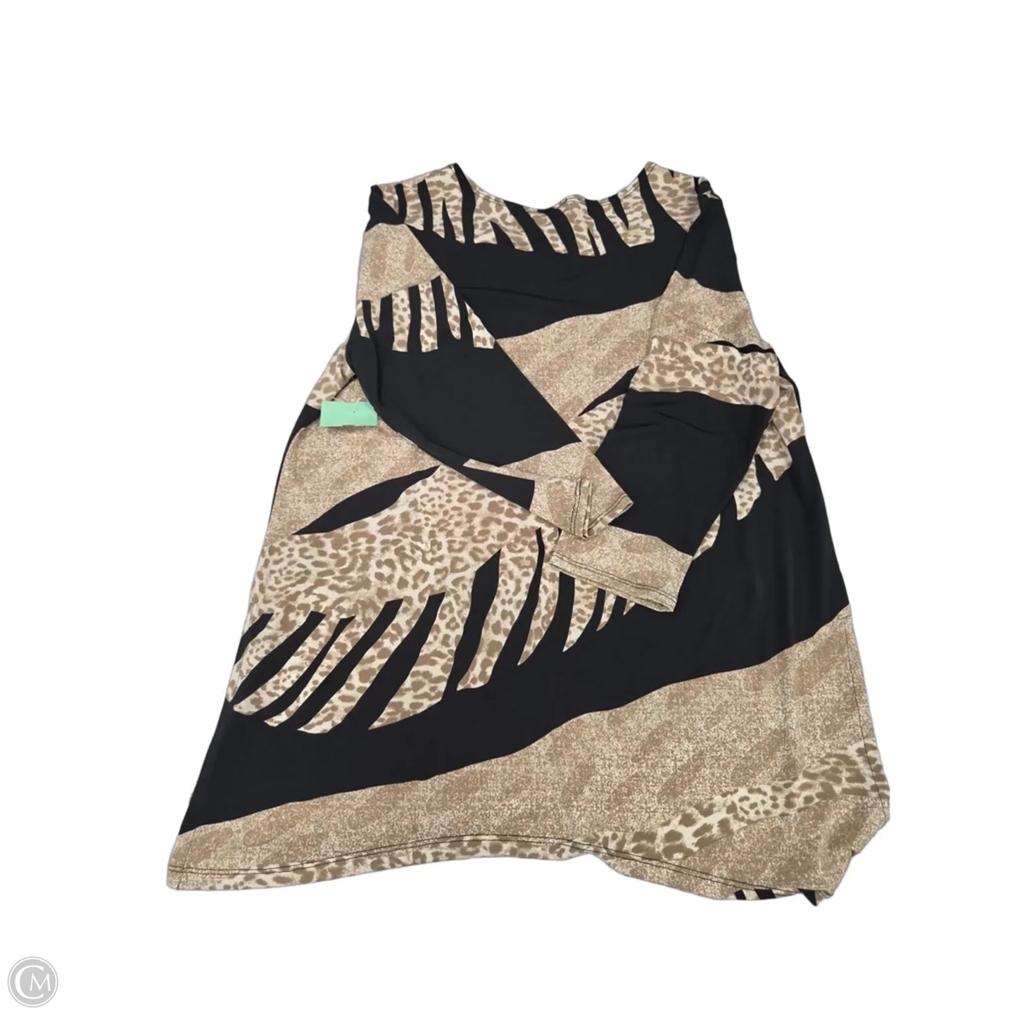 Top 3/4 Sleeve By Clara Sun Woo In Black & Tan, Size: L