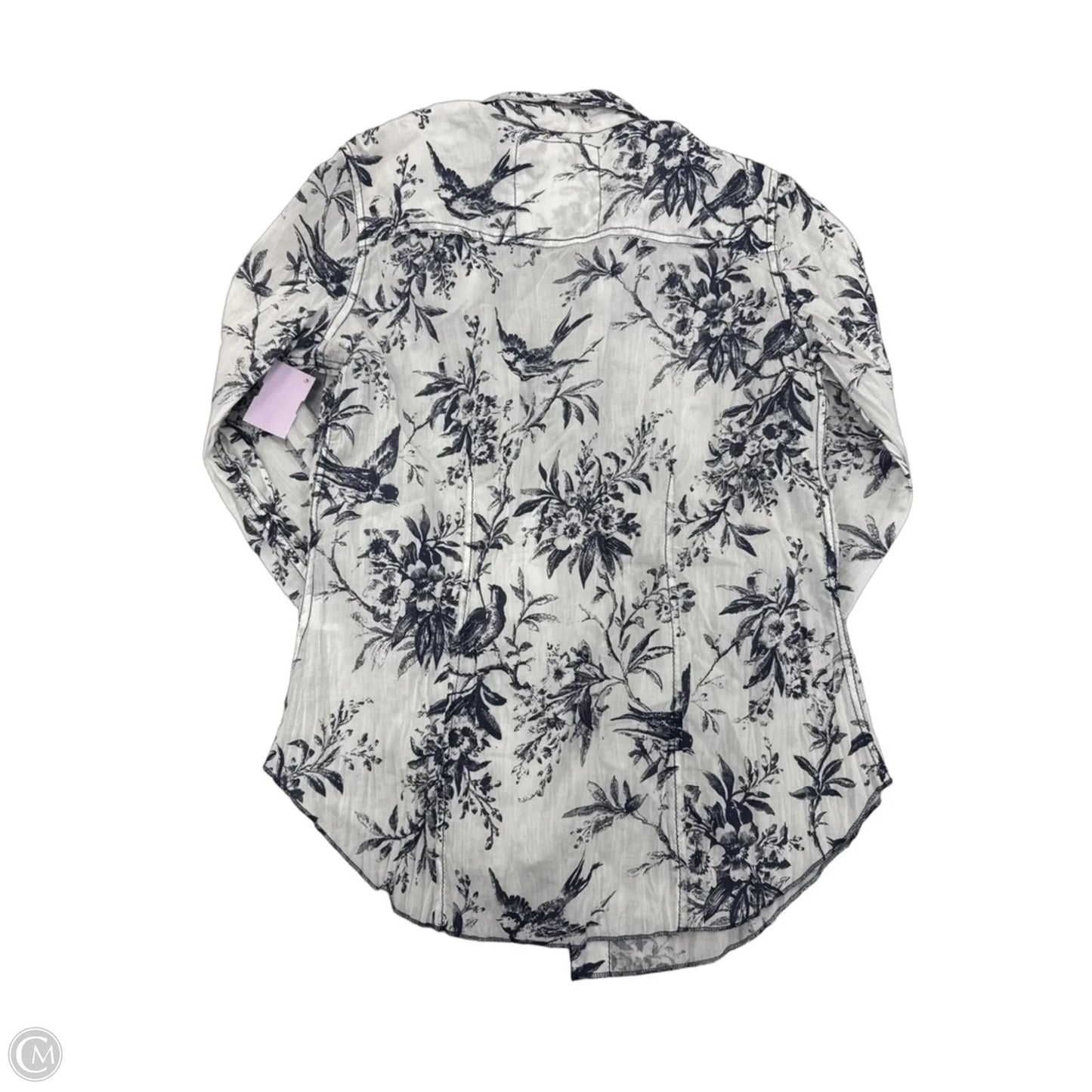 Top Long Sleeve By Cme In Blue & White, Size: S