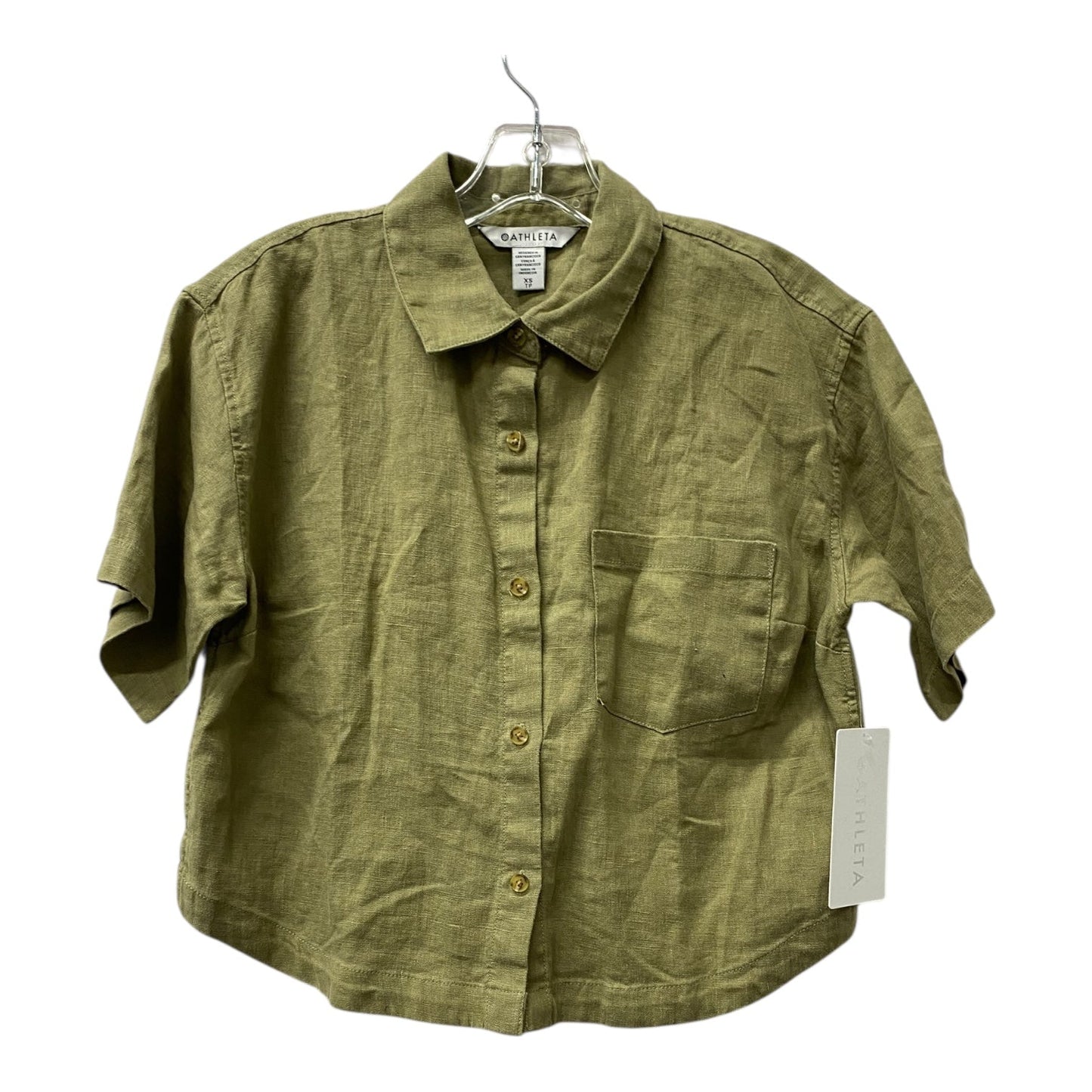 Blouse Ss By Athleta In Green, Size:Xs