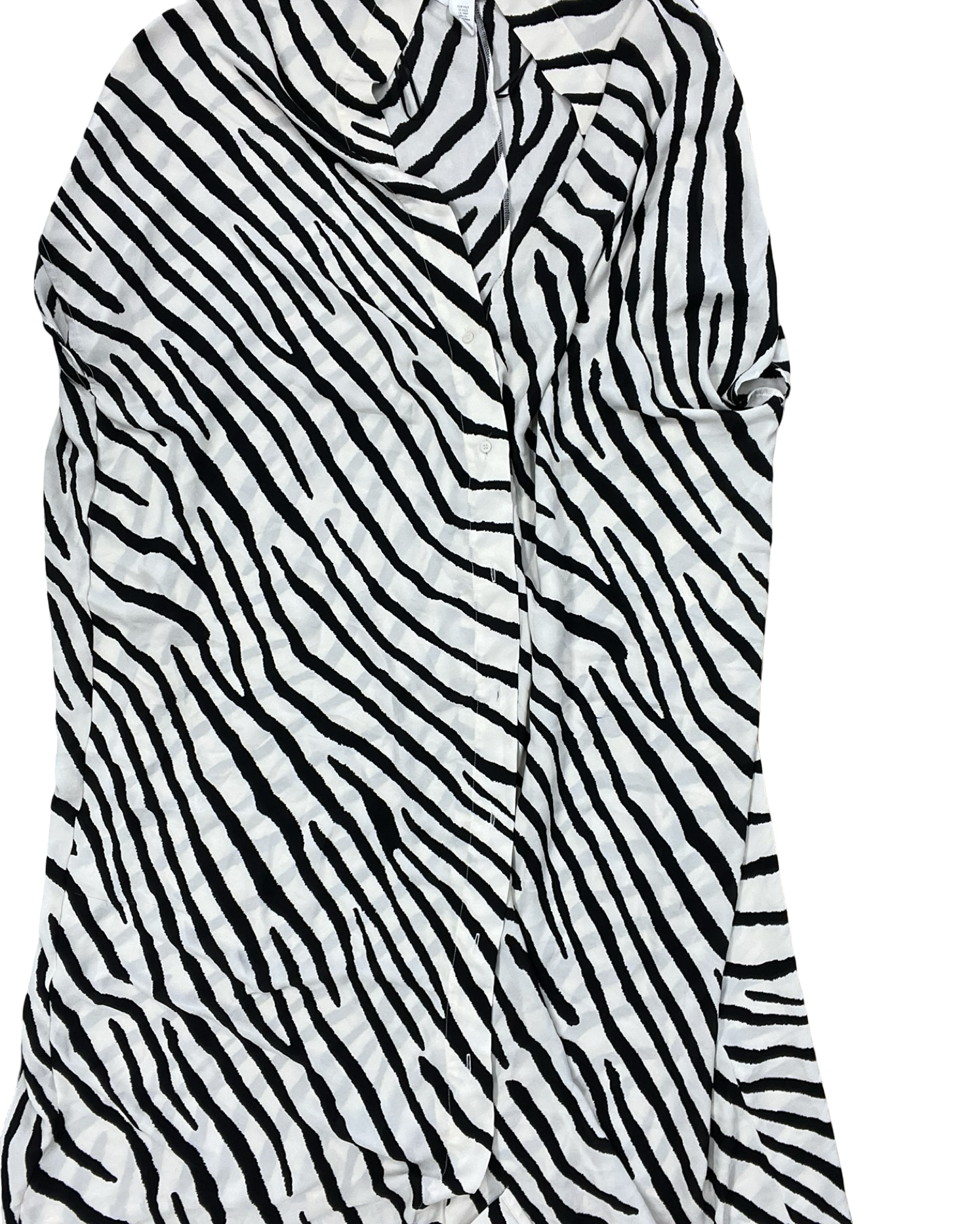Dress Casual Midi By H&M In Black & Cream, Size:Xs