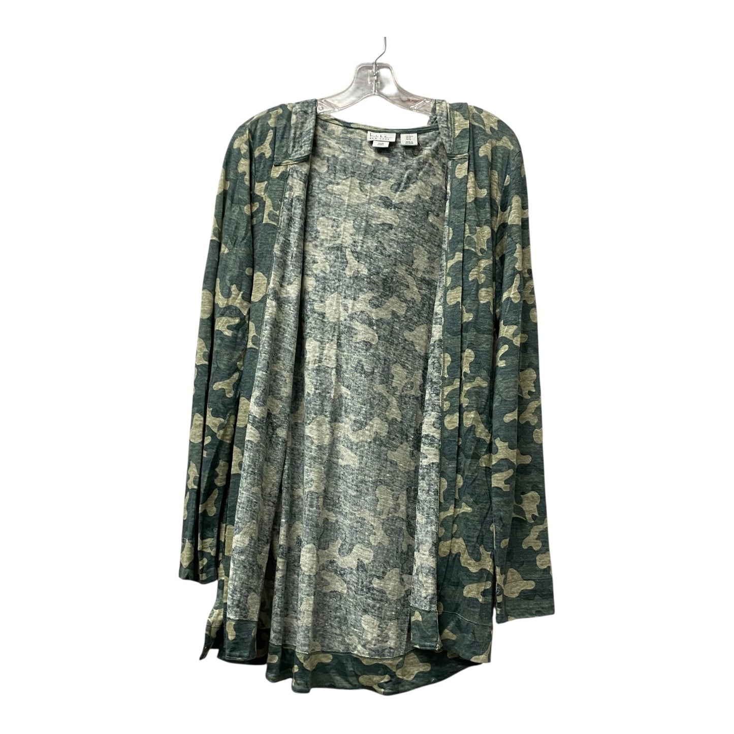 Cardigan By Nicole By Nicole Miller In Green & Tan, Size:M