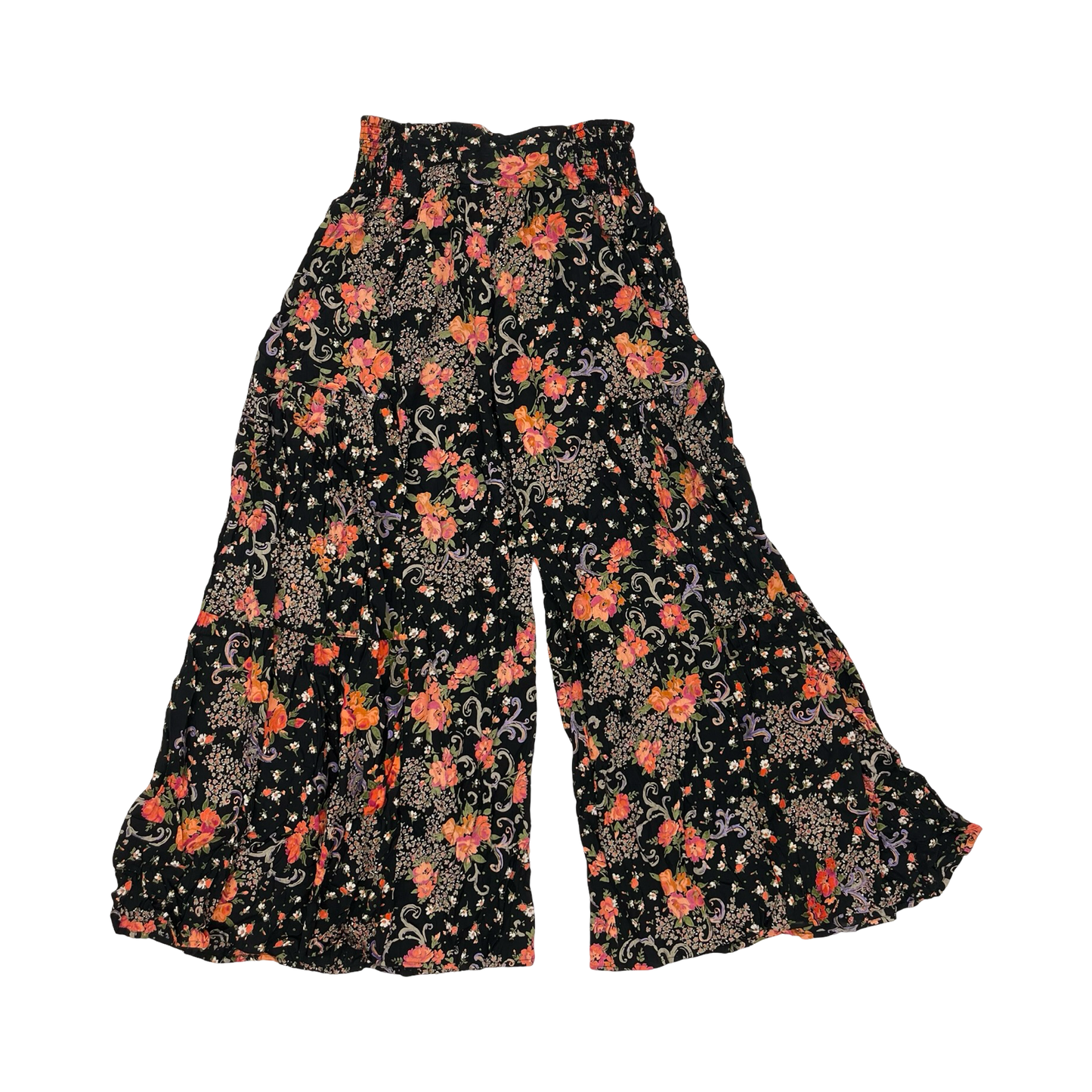 Pants Wide Leg By Angie In Black & Orange, Size:L