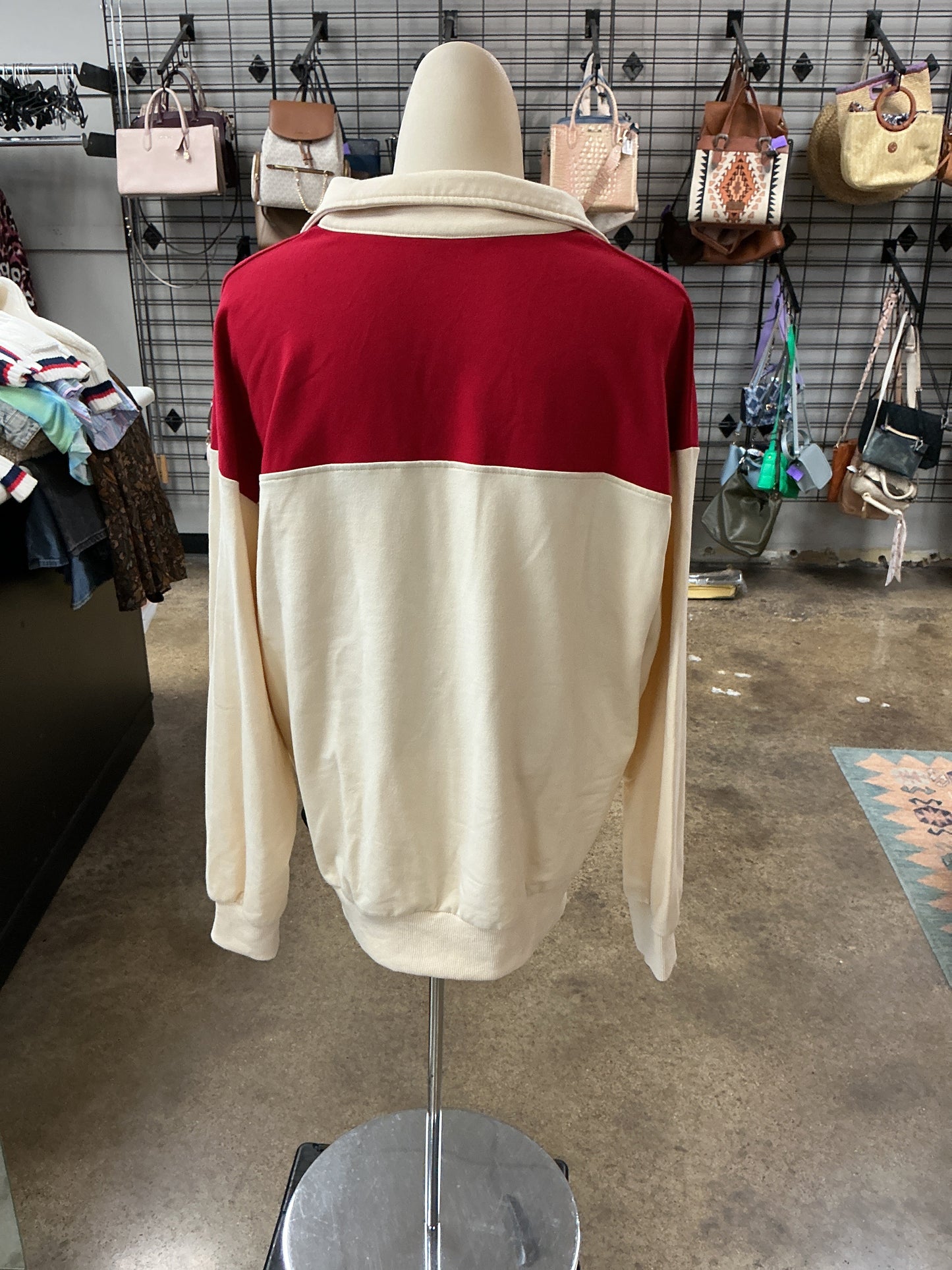 Top Ls By Clothes Mentor In Red & Tan, Size:S