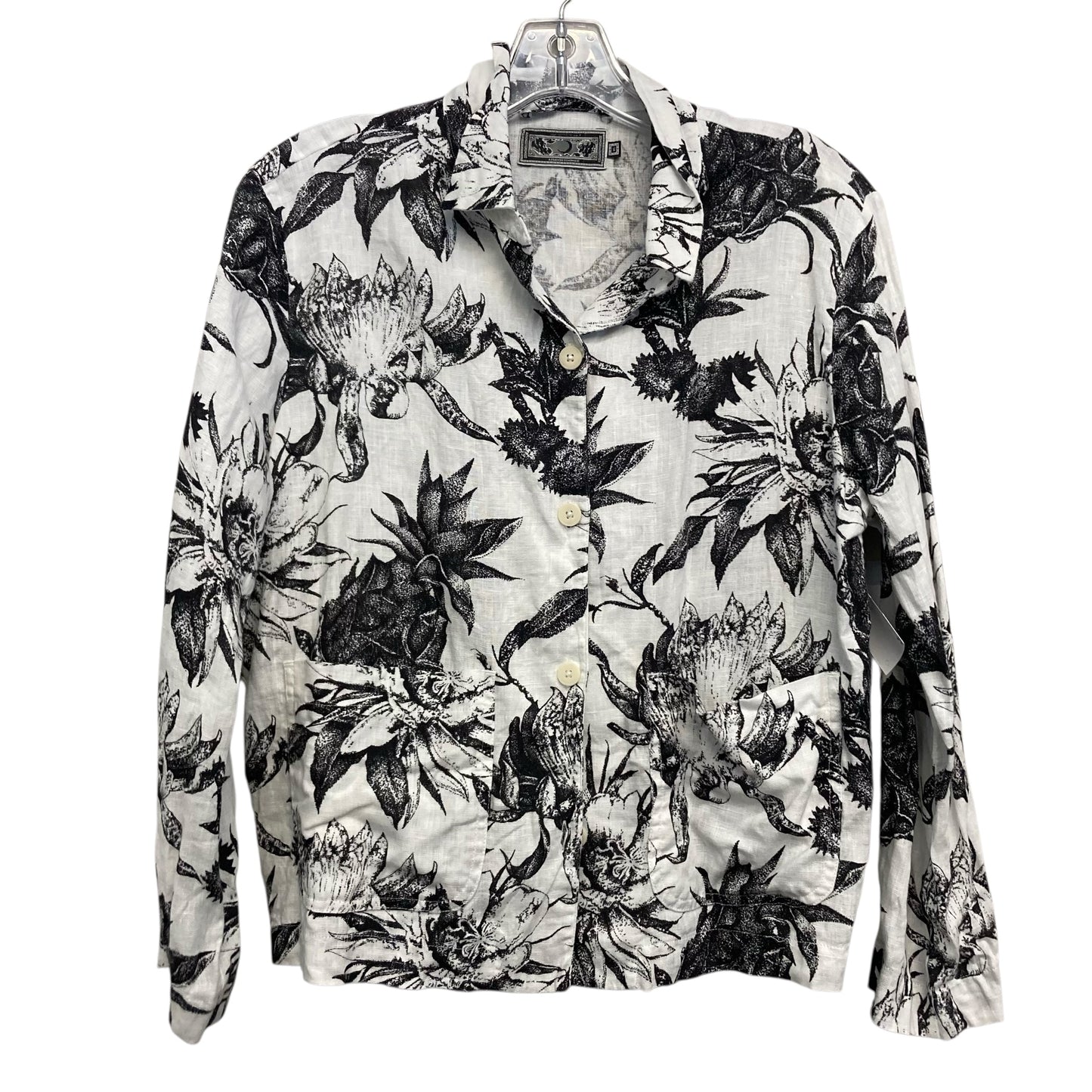 Top Ls By Desmond & Dempsey In Black & White, Size:Xs