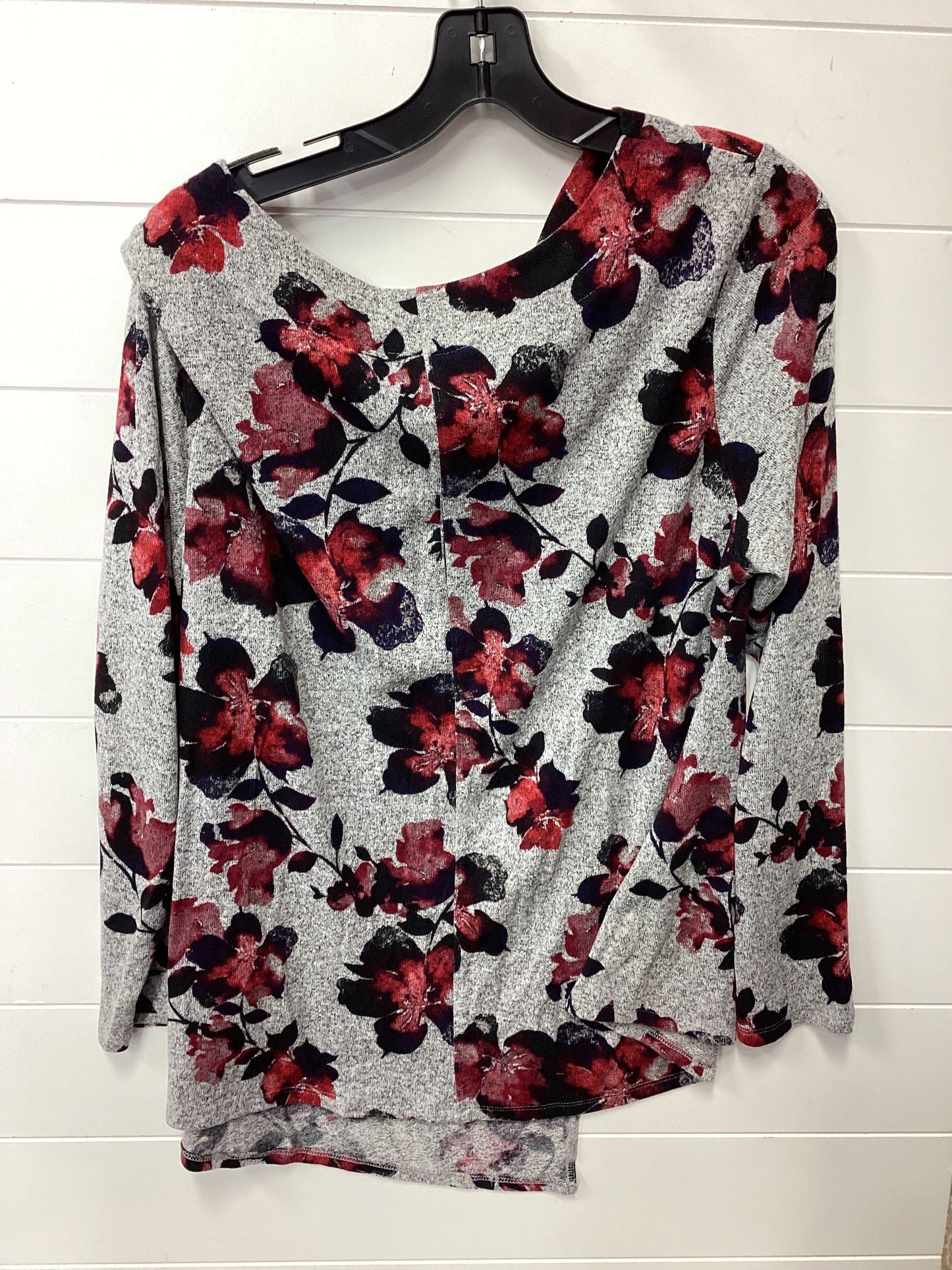 Top Ls By Simply Vera In Grey & Red, Size:1X