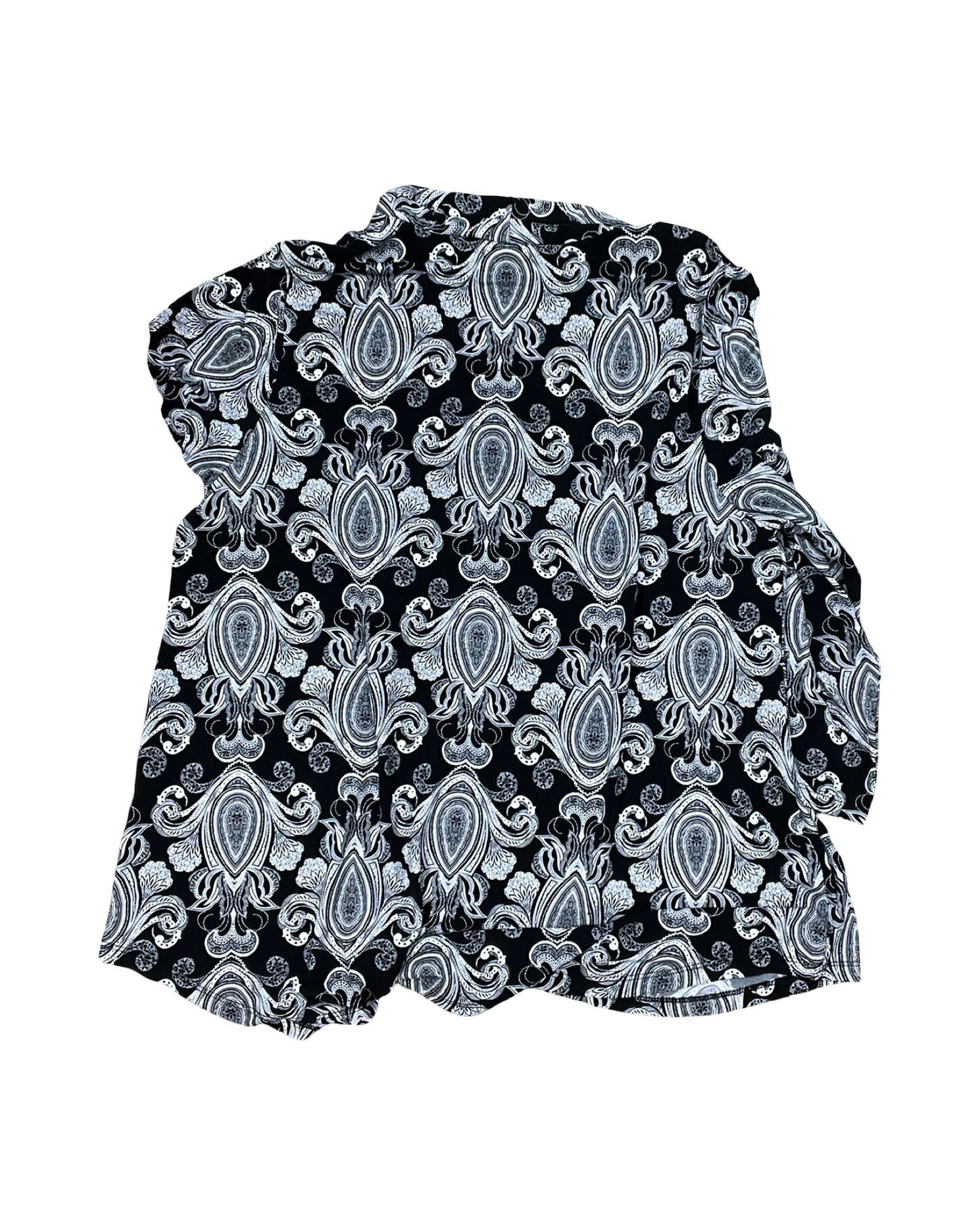 Top 3/4 Sleeve By Charter Club In Black & White, Size:2X