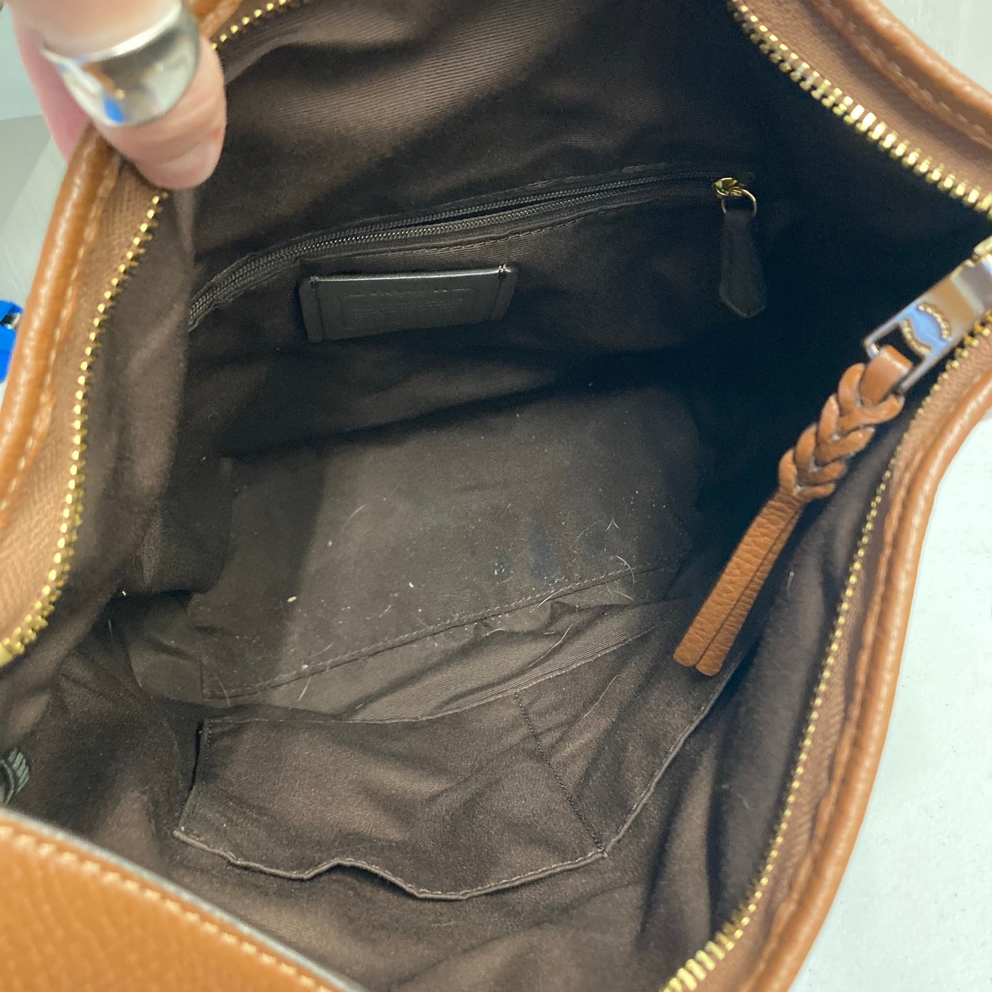 Crossbody Designer By Coach In Brown, Size:Large