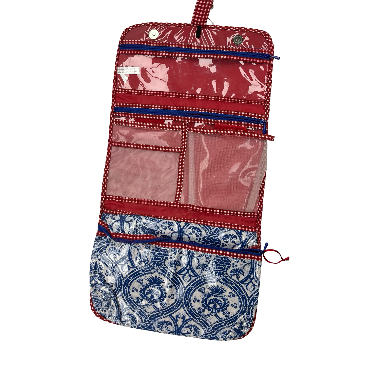 Makeup Bag By Clothes Mentor In Blue Red & White, Size:Small