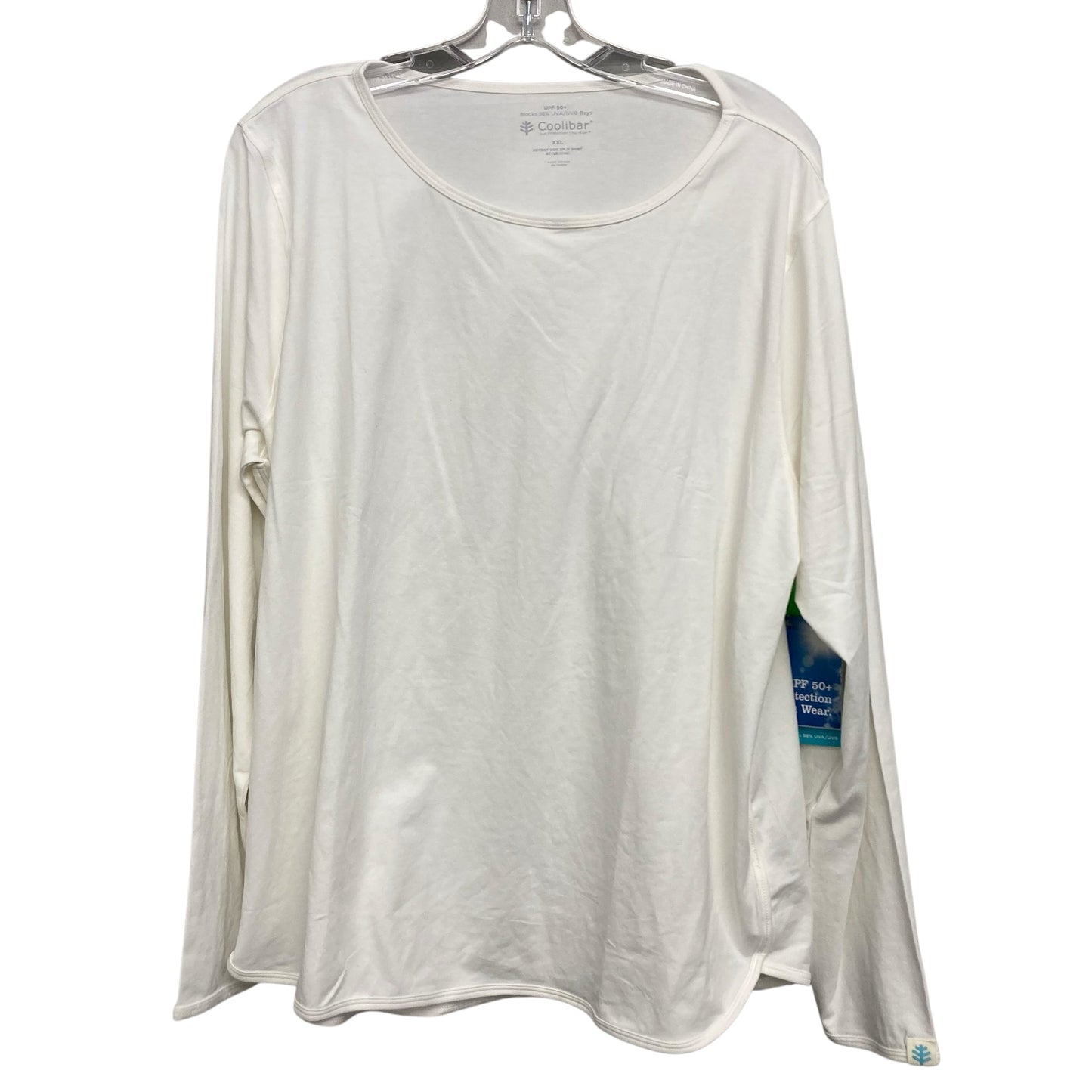 Athletic Top Ls Crewneck By Coolibar In White, Size:1X