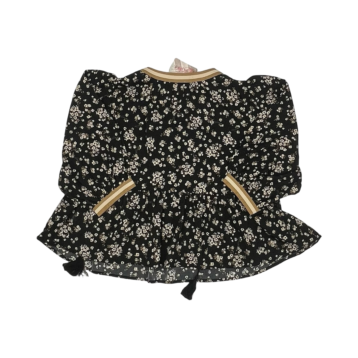 Blouse Ls By Oddi In Black & Tan, Size:S
