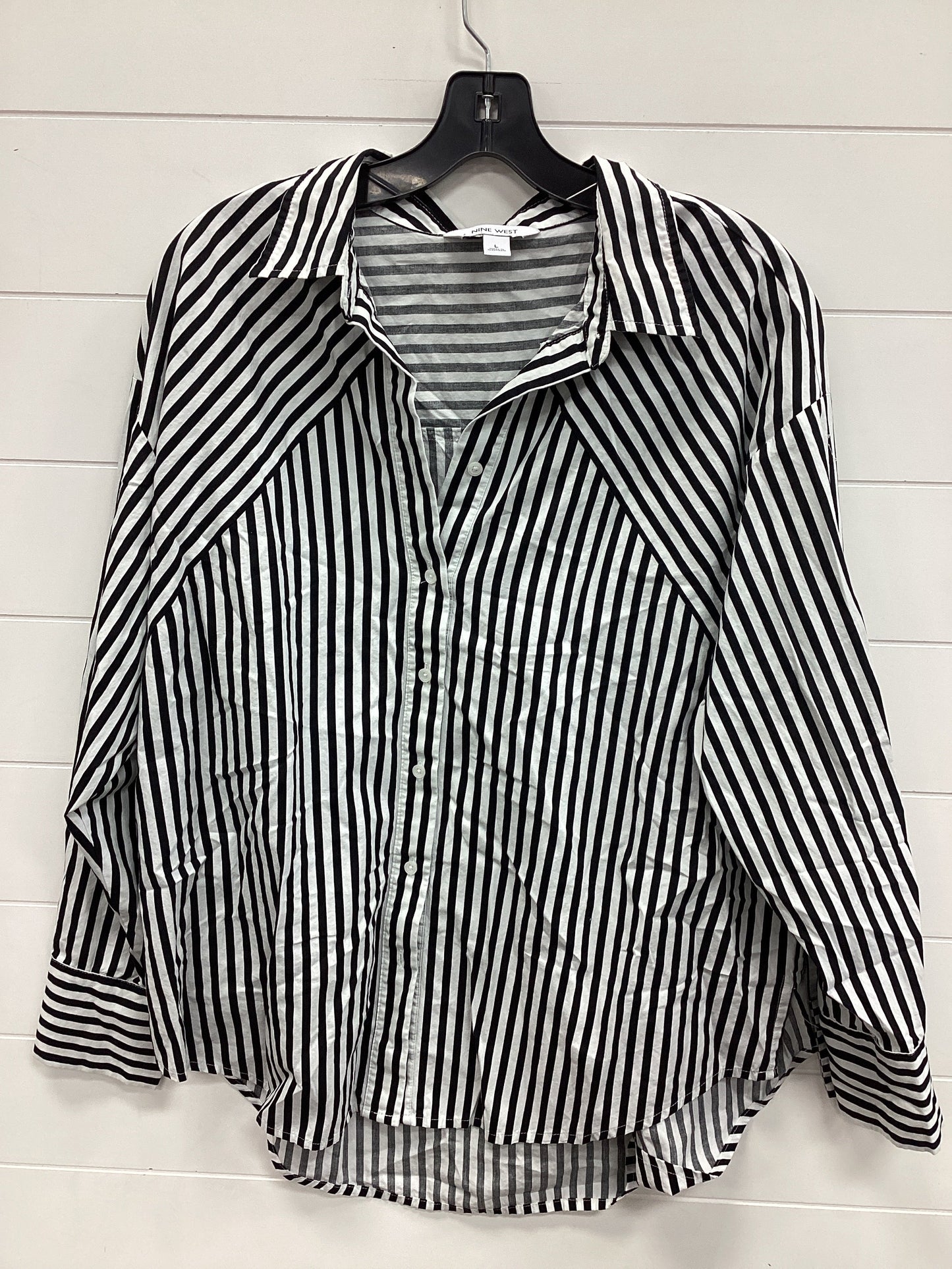 Blouse Ls By Nine West In Black & White, Size:L