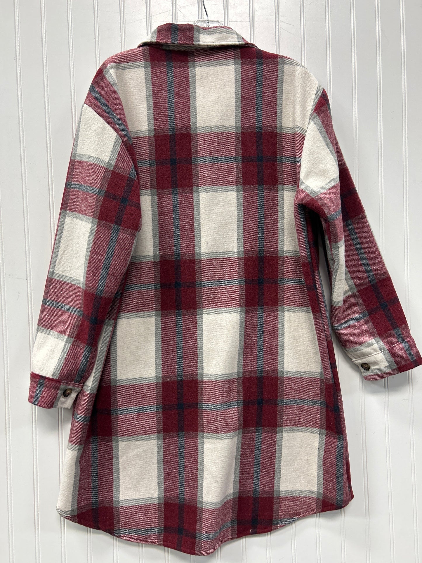 Jacket Fleece By Clothes Mentor In Red & White, Size:L