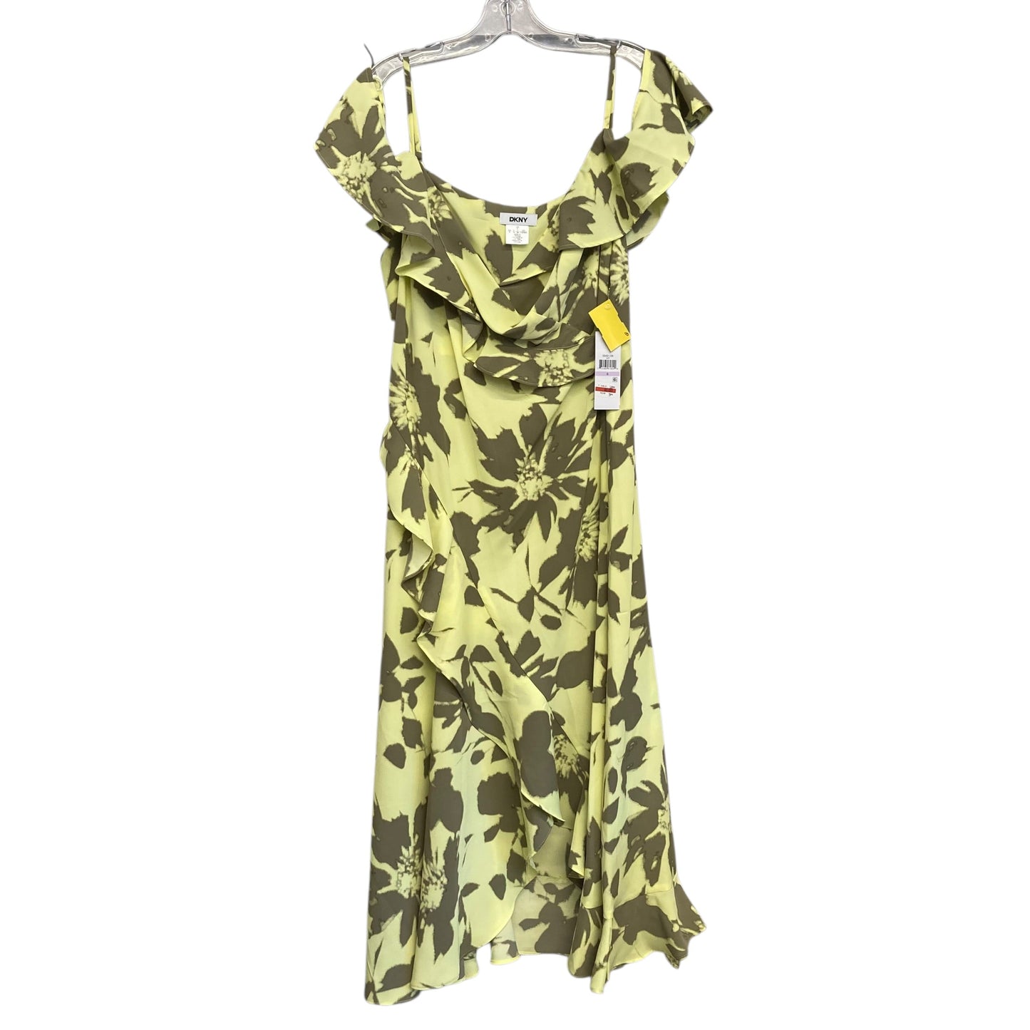 Dress Party Midi By Dkny In Brown & Yellow, Size:S